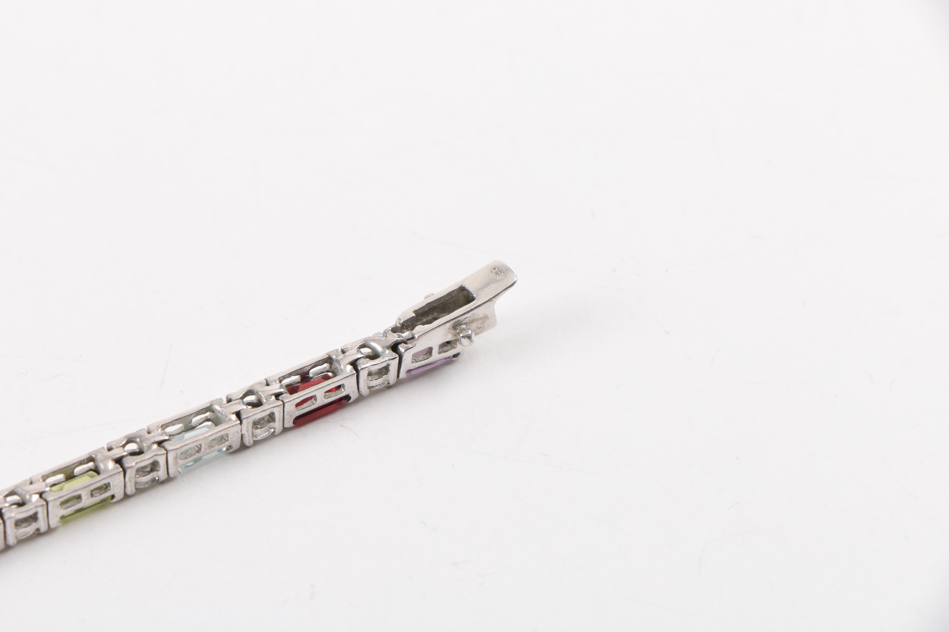 Sterling Silver Rings, Pendant and Bracelet With Gemstones