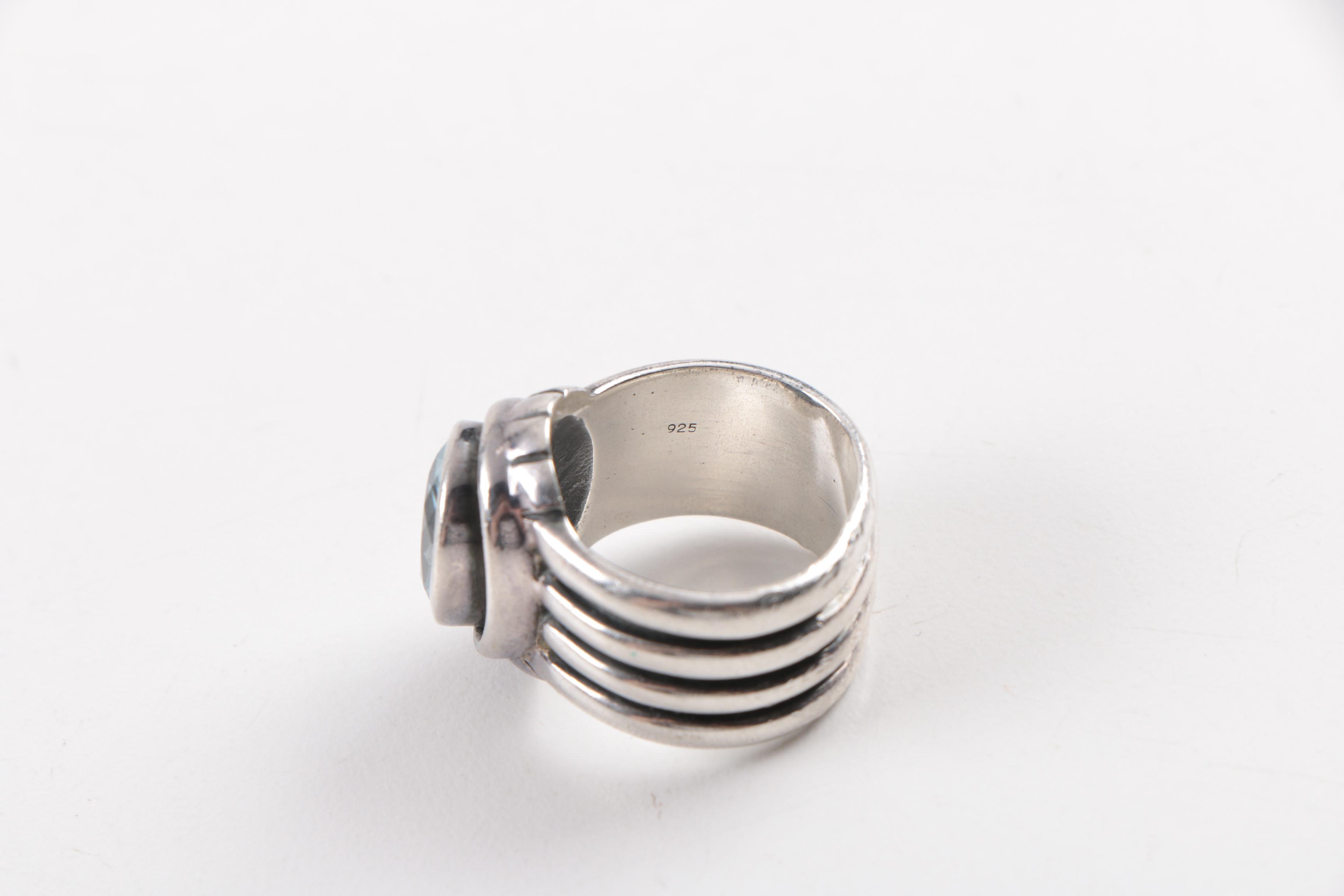 Sterling Silver Rings, Pendant and Bracelet With Gemstones