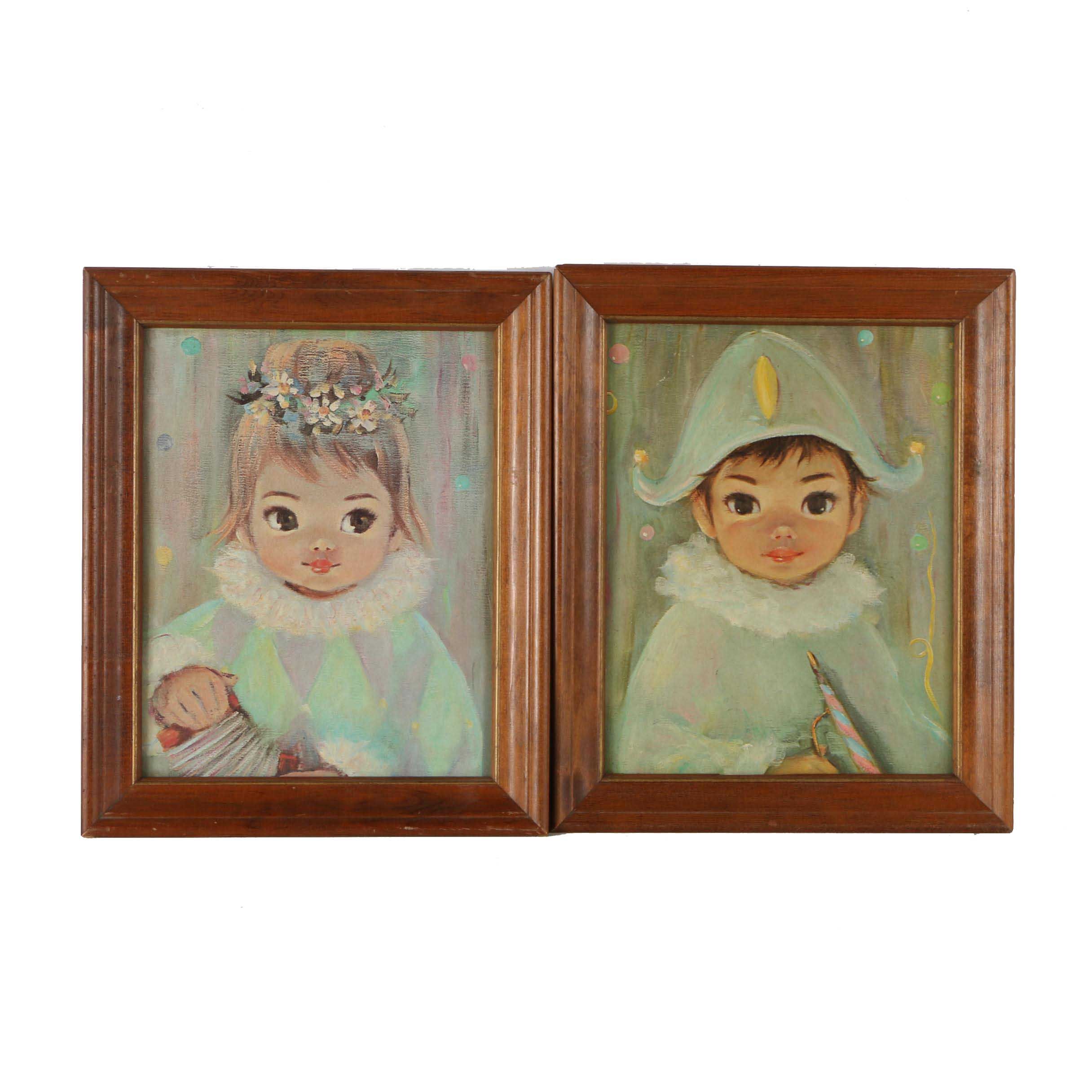 Pair of Mid-Century Offset Lithograph Museum Prints After Sherle Wood "Jacques" and "Gigi"