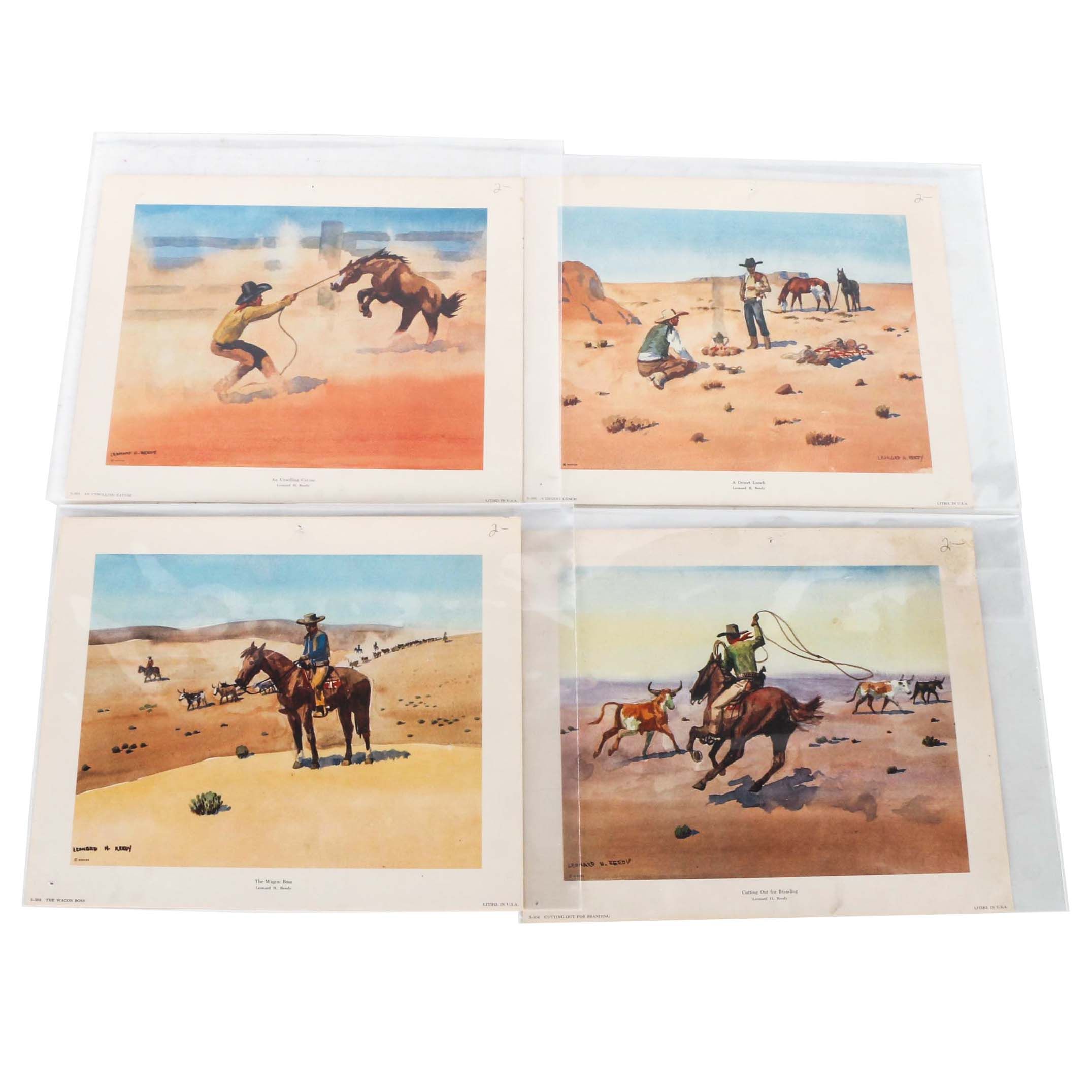 After Leonard H. Reedy Offset Lithographs of Western Scenes