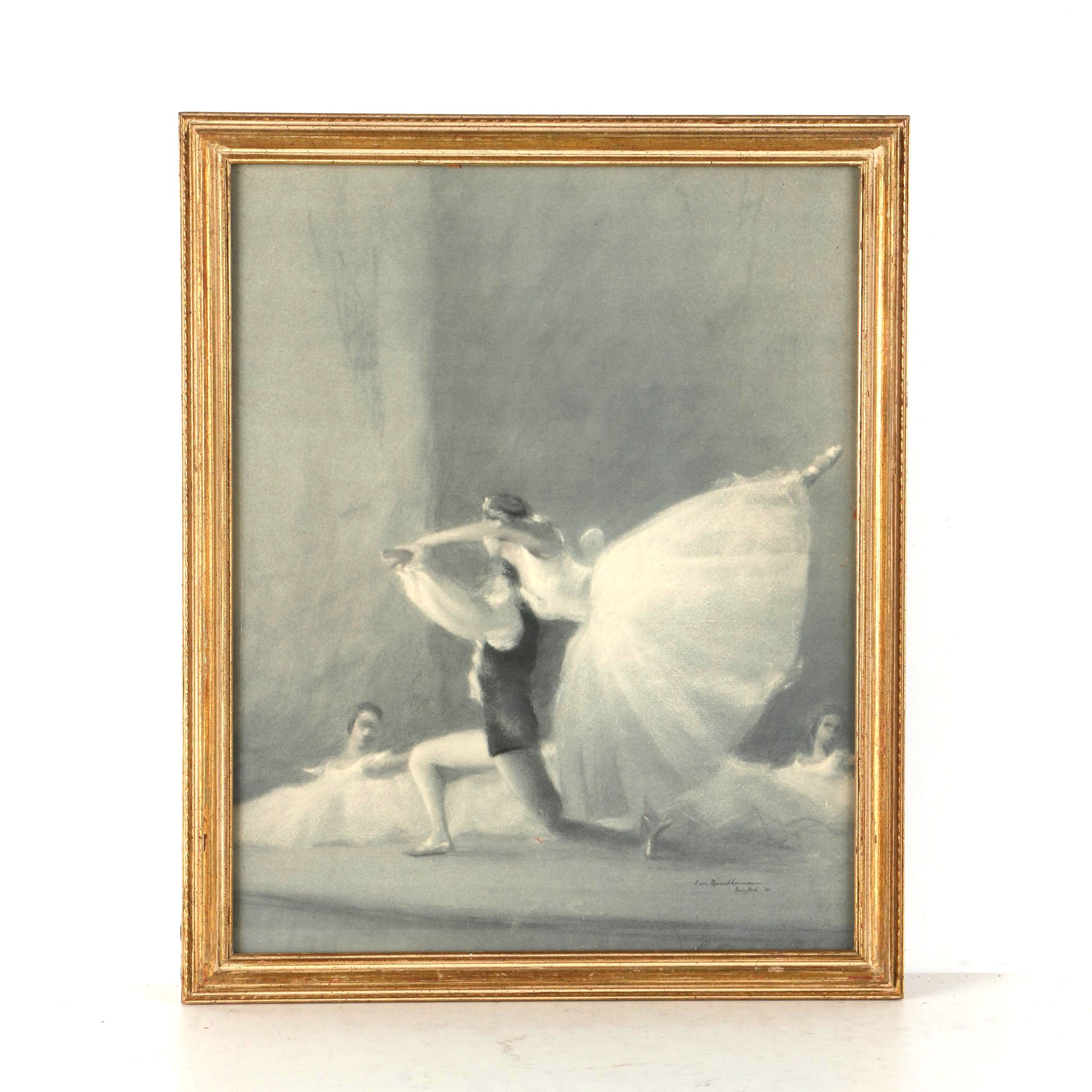 Lithograph After August von Munchhausen's Drawing of Ballet Dancers