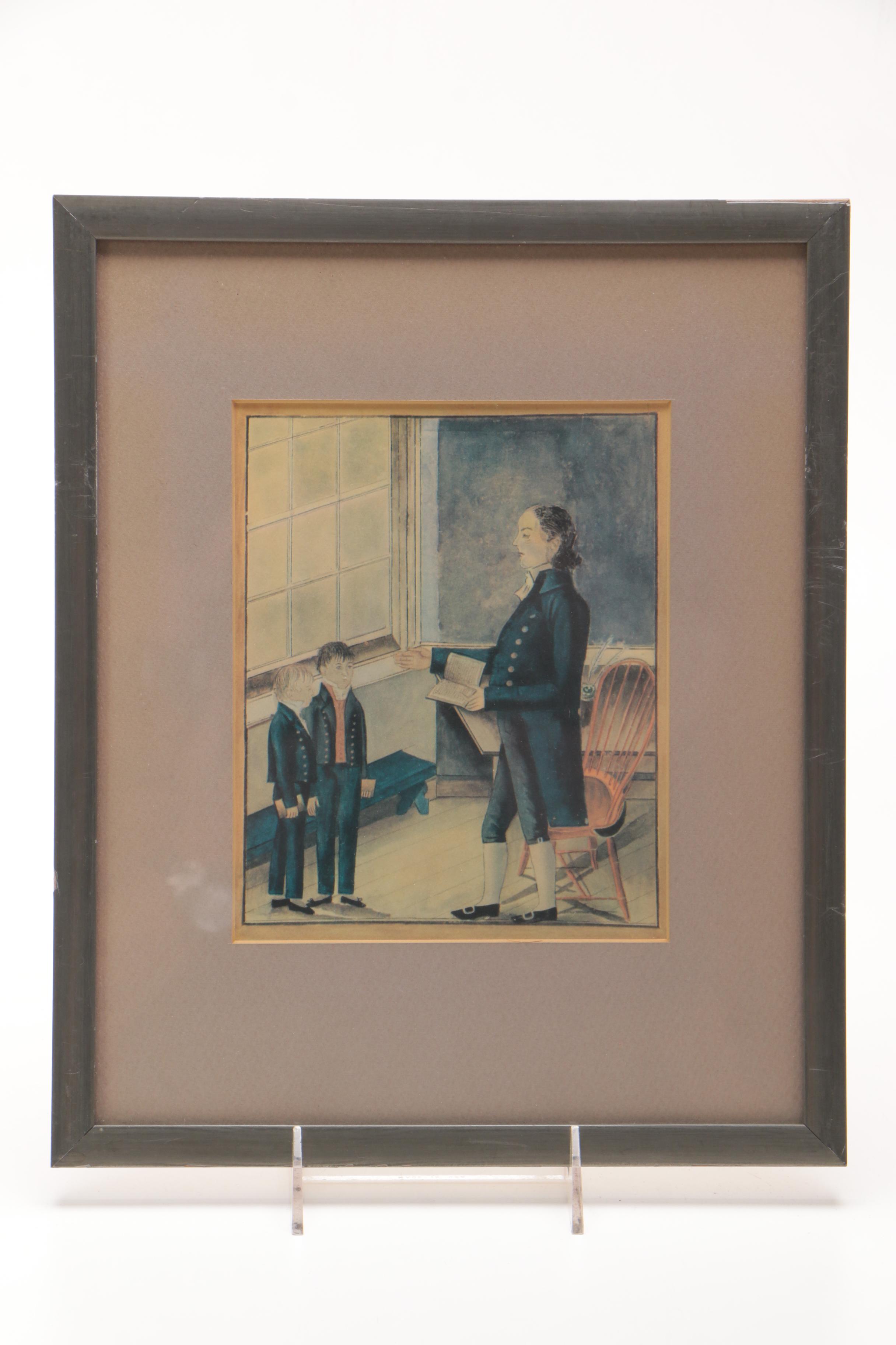 A Pair of Vintage Offset Lithographs after 19th Century Watercolors