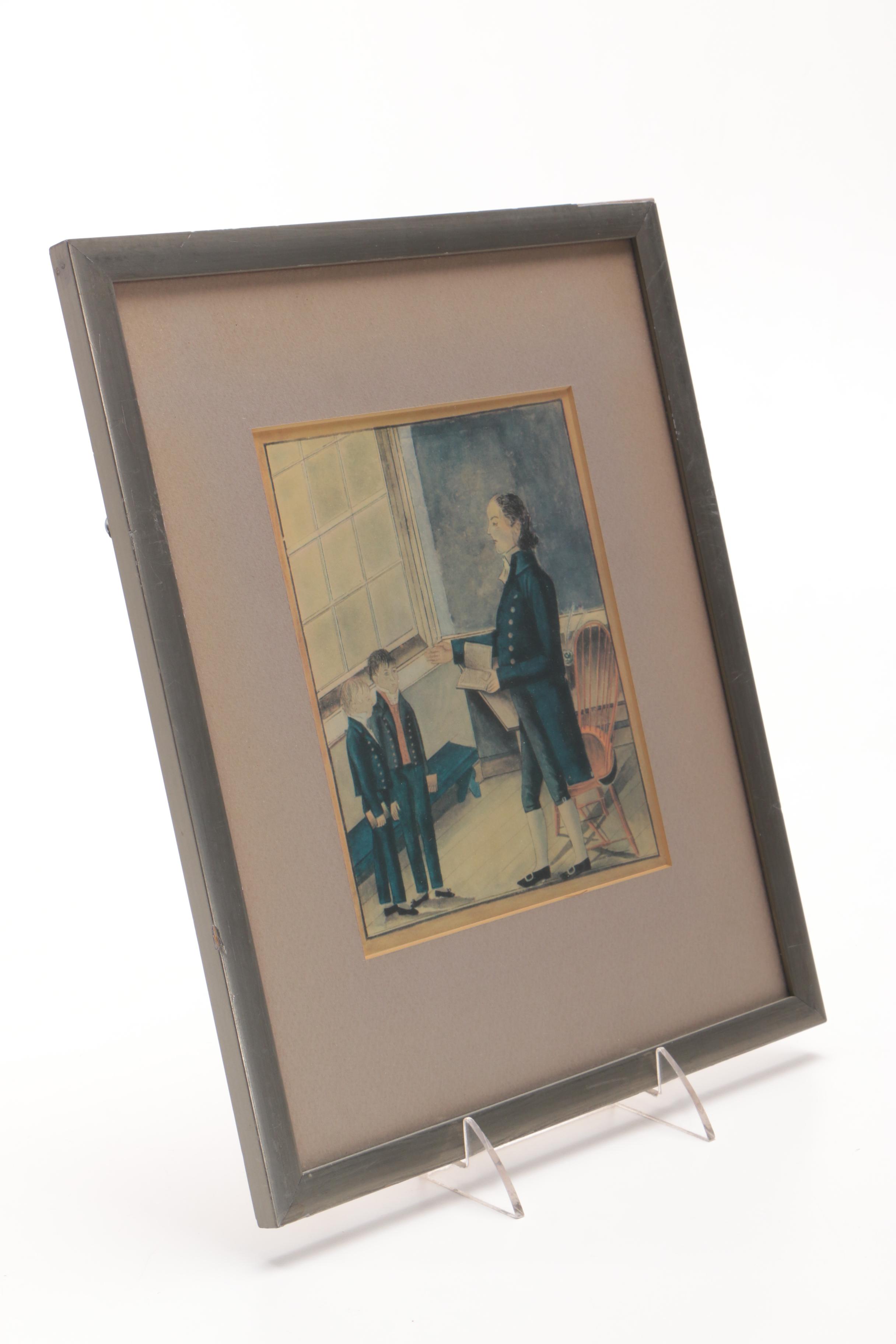 A Pair of Vintage Offset Lithographs after 19th Century Watercolors