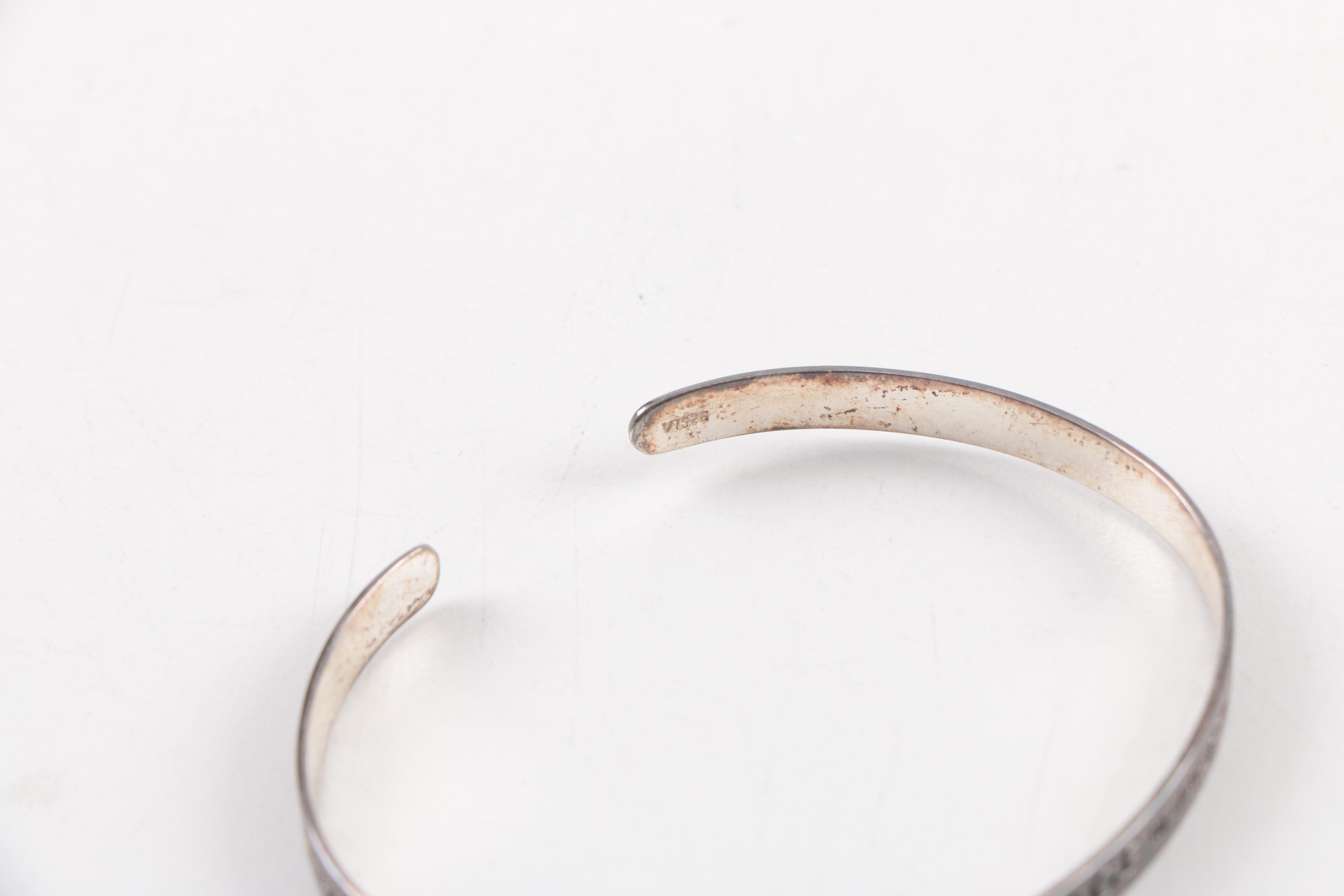 Sterling Silver Jewelry Including a "Courage" Cuff Bracelet