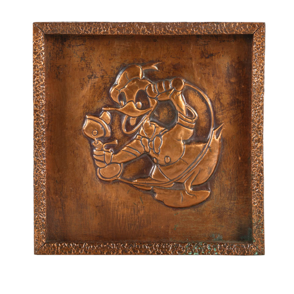 Repoussé on Copper Plate of Donald Duck
