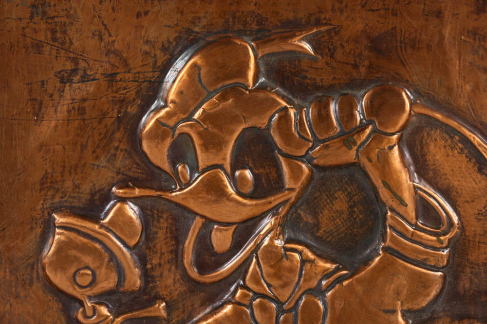 Repoussé on Copper Plate of Donald Duck