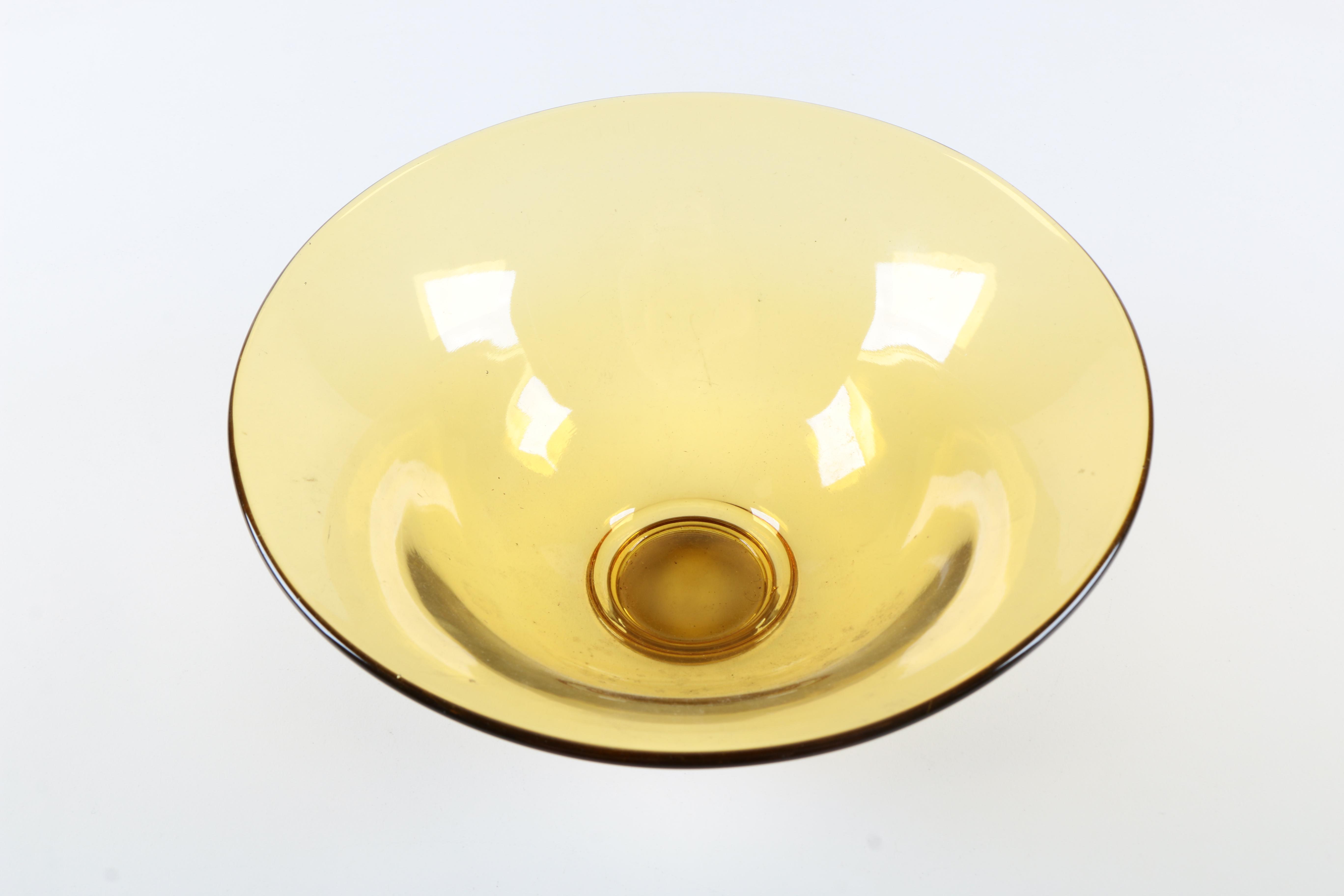 Amber Glass Punch Bowl With Ladle