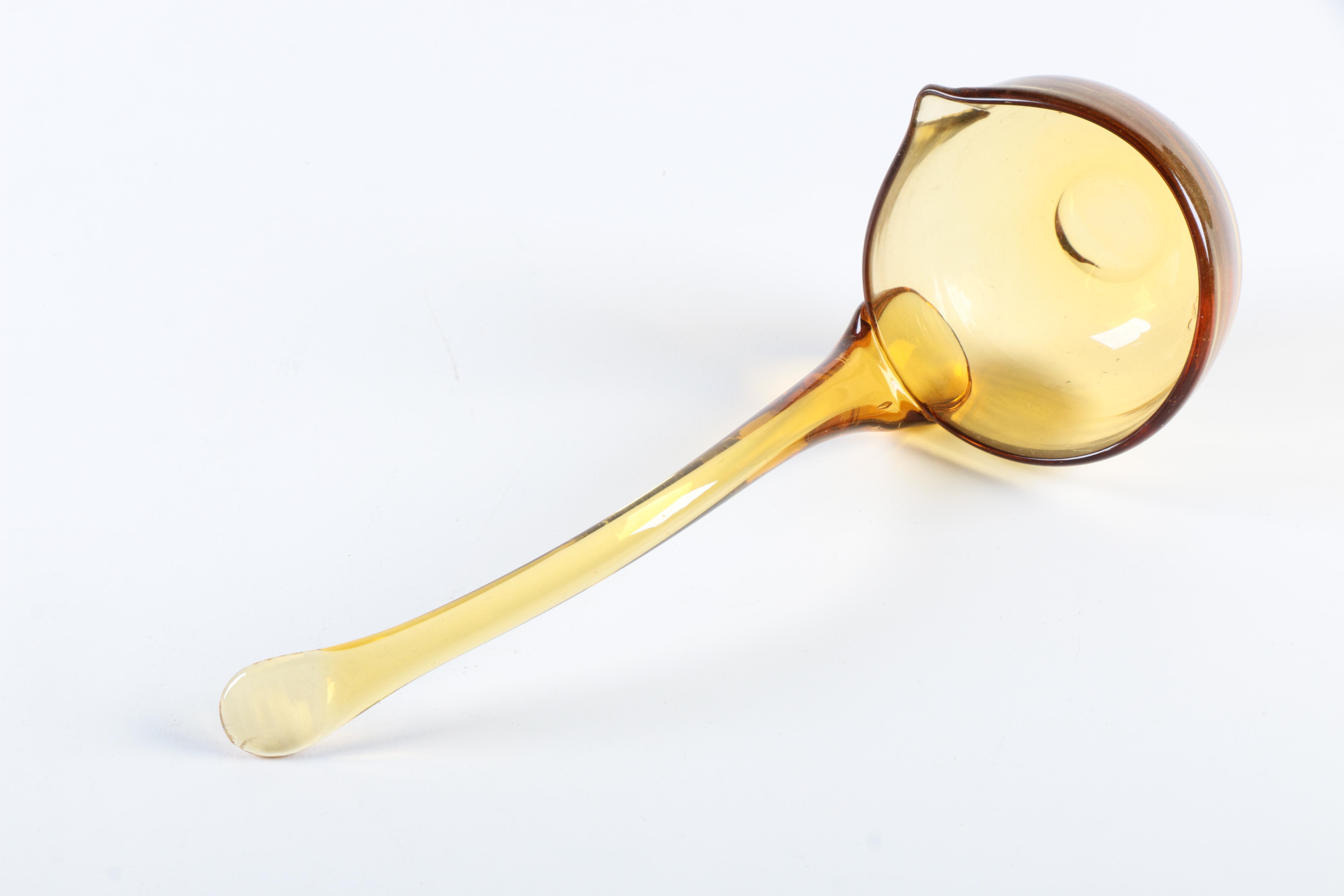 Amber Glass Punch Bowl With Ladle