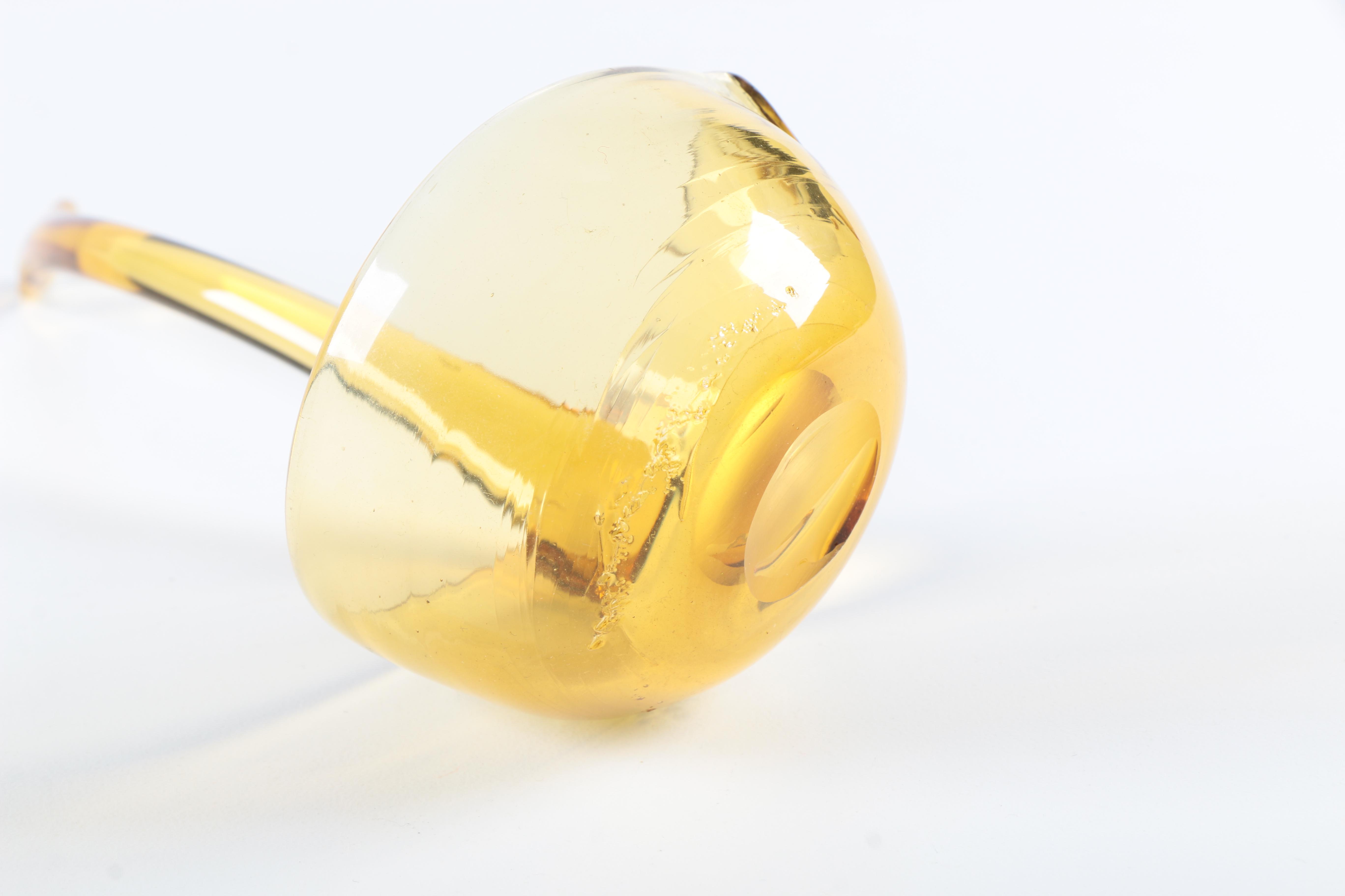 Amber Glass Punch Bowl With Ladle