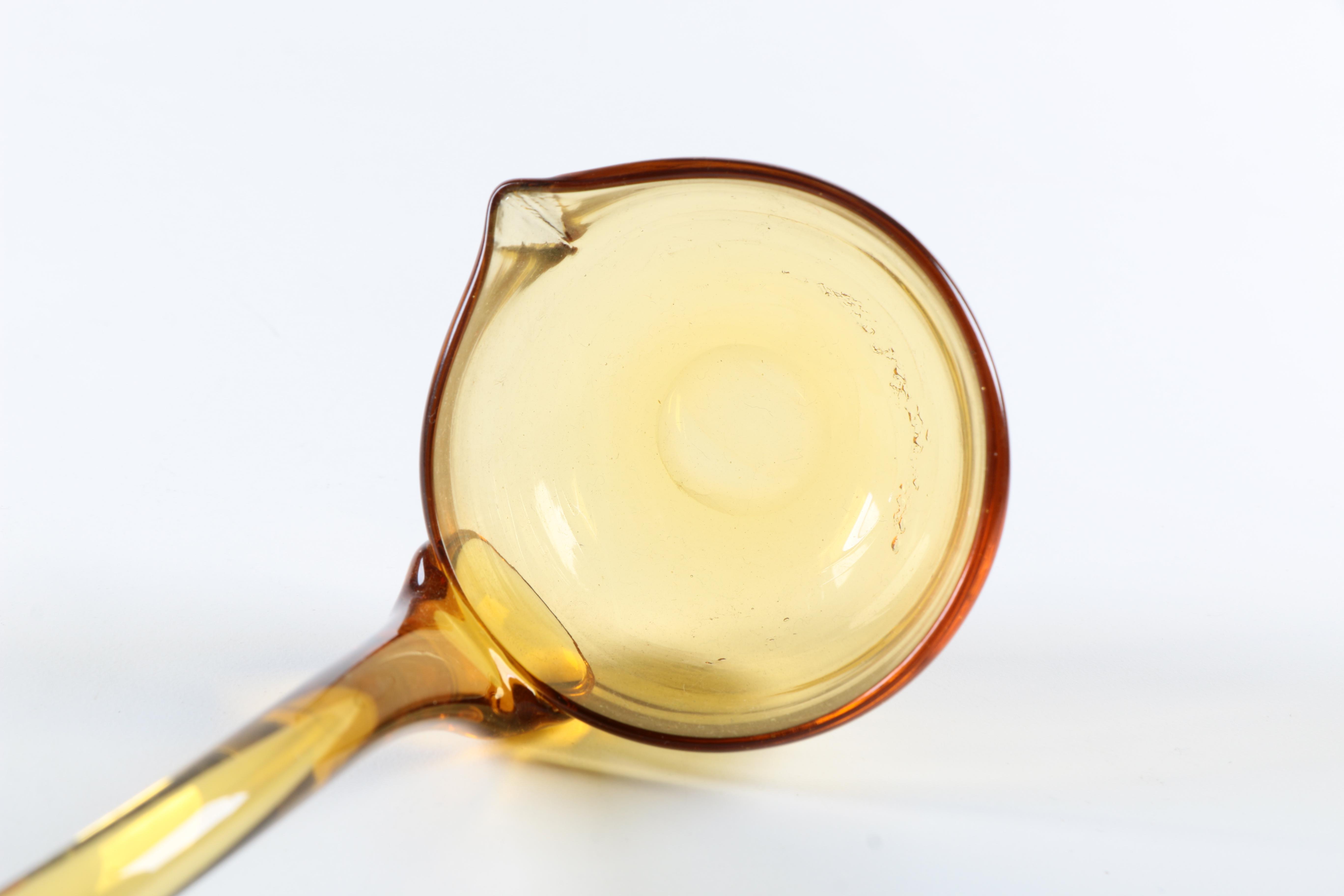 Amber Glass Punch Bowl With Ladle