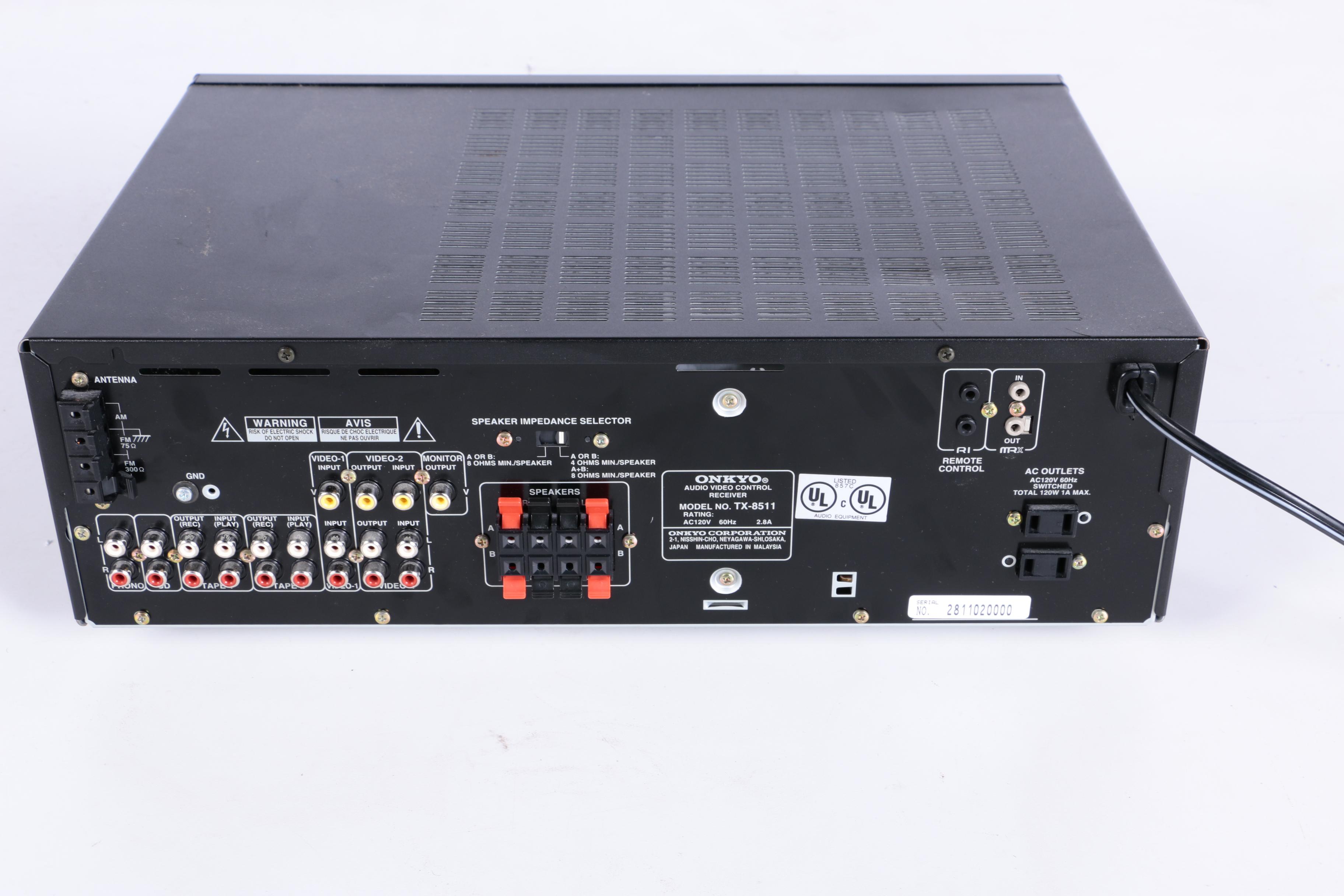 Onkyo Receiver And Two Infinity Speakers