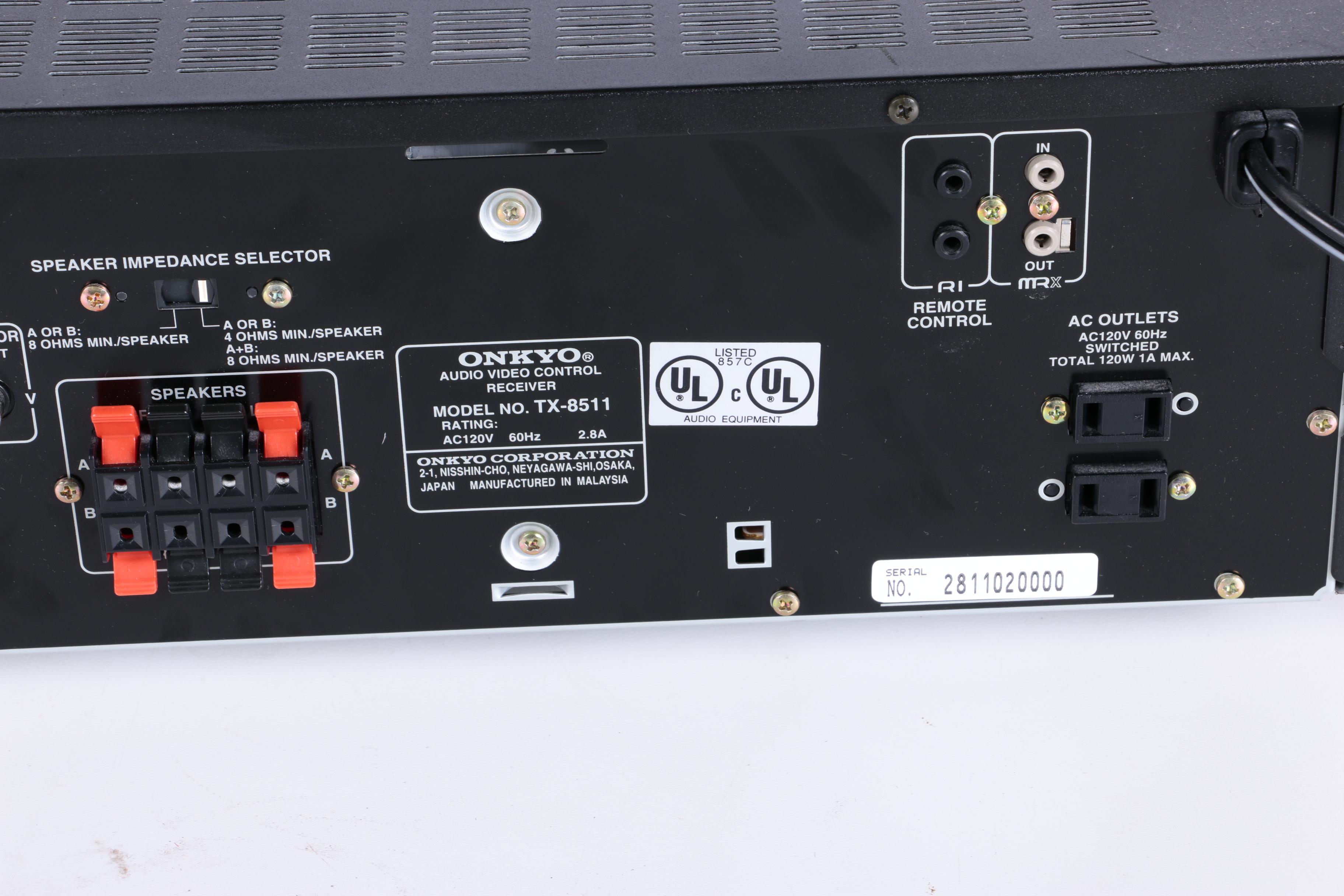 Onkyo Receiver And Two Infinity Speakers