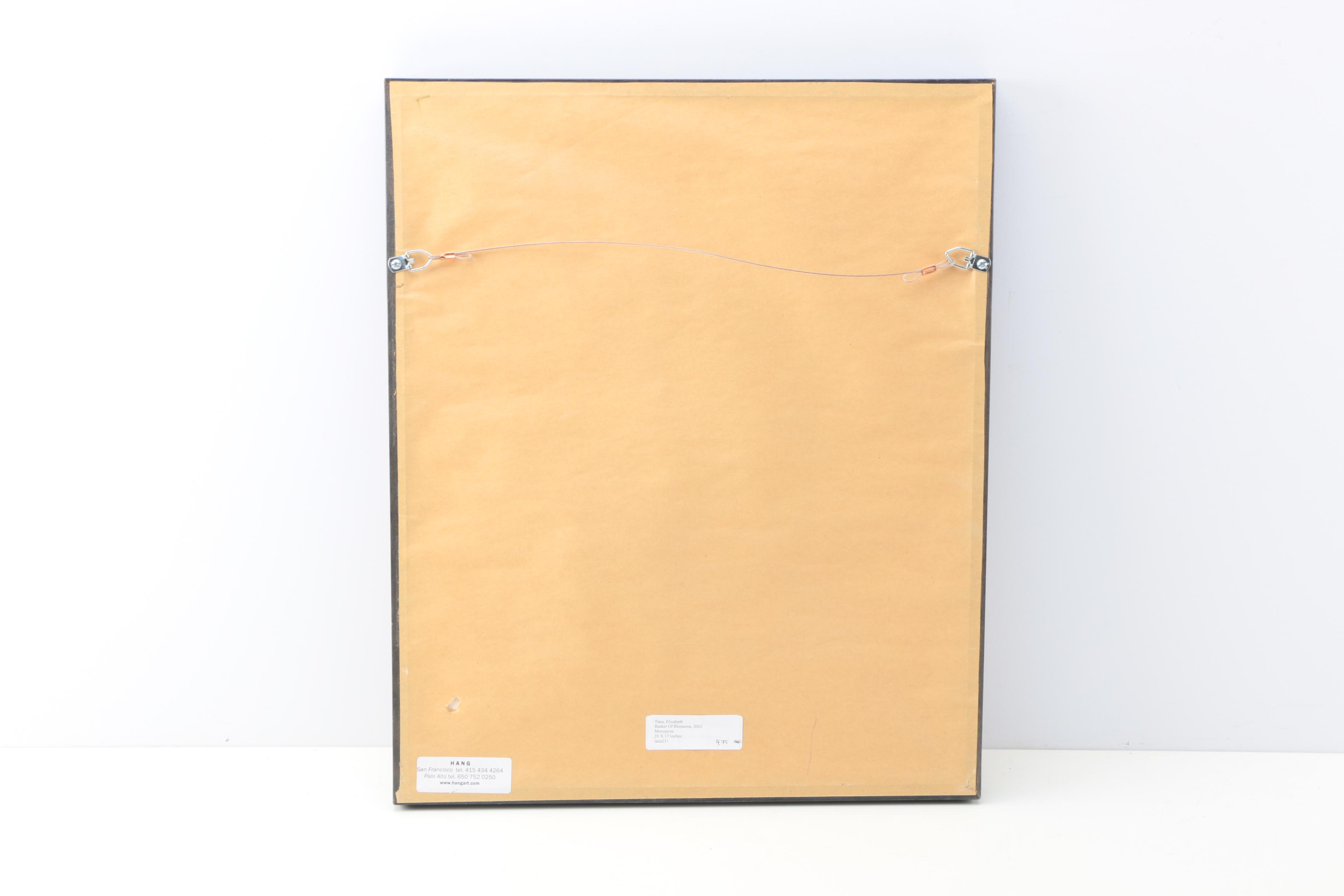 Elizabeth Tana Monoprint on Paper "Basket of Blossoms"