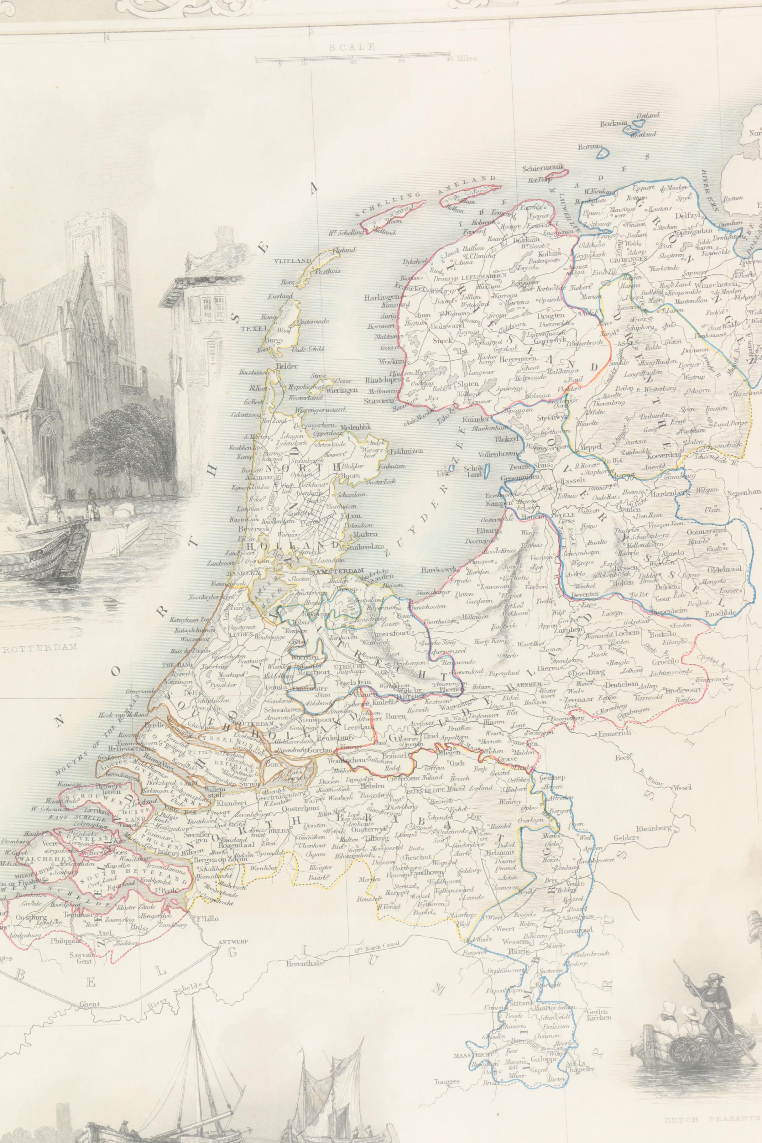 After John Rapkin Planographic Print on Paper of a Map of Holland