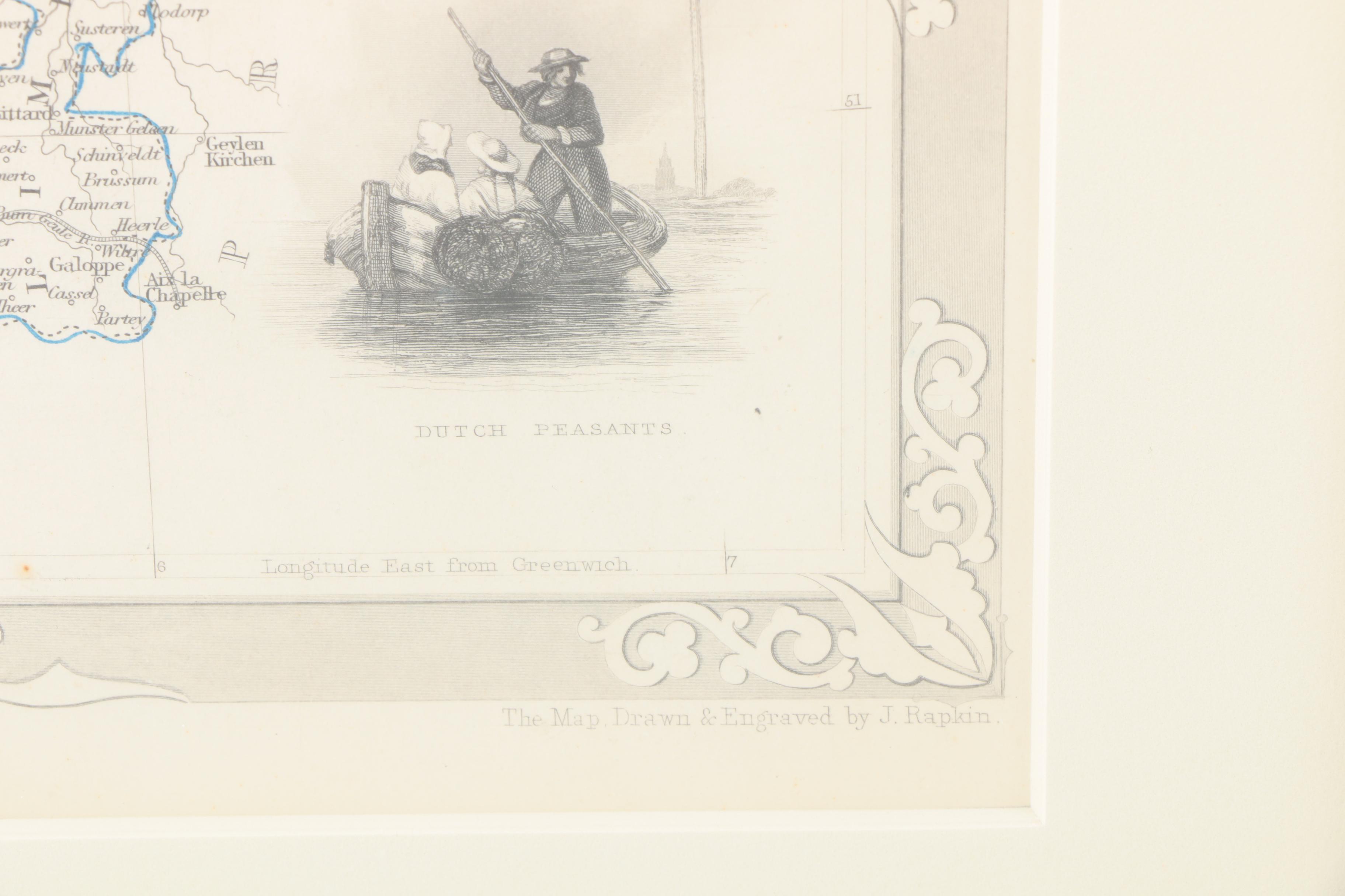 After John Rapkin Planographic Print on Paper of a Map of Holland