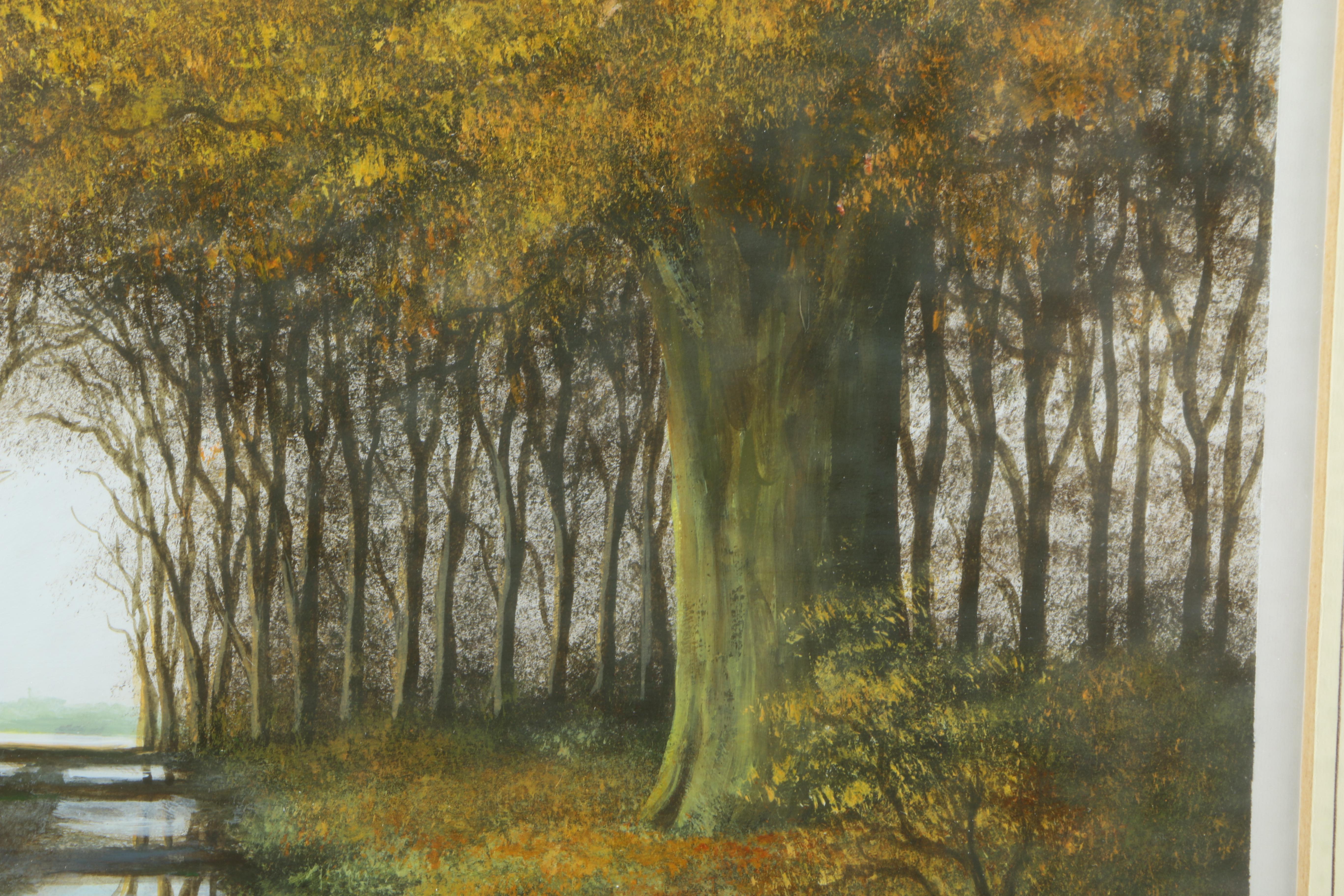 J. Strickland Pastel and Oil Painting on Paper "Grovely Woods"