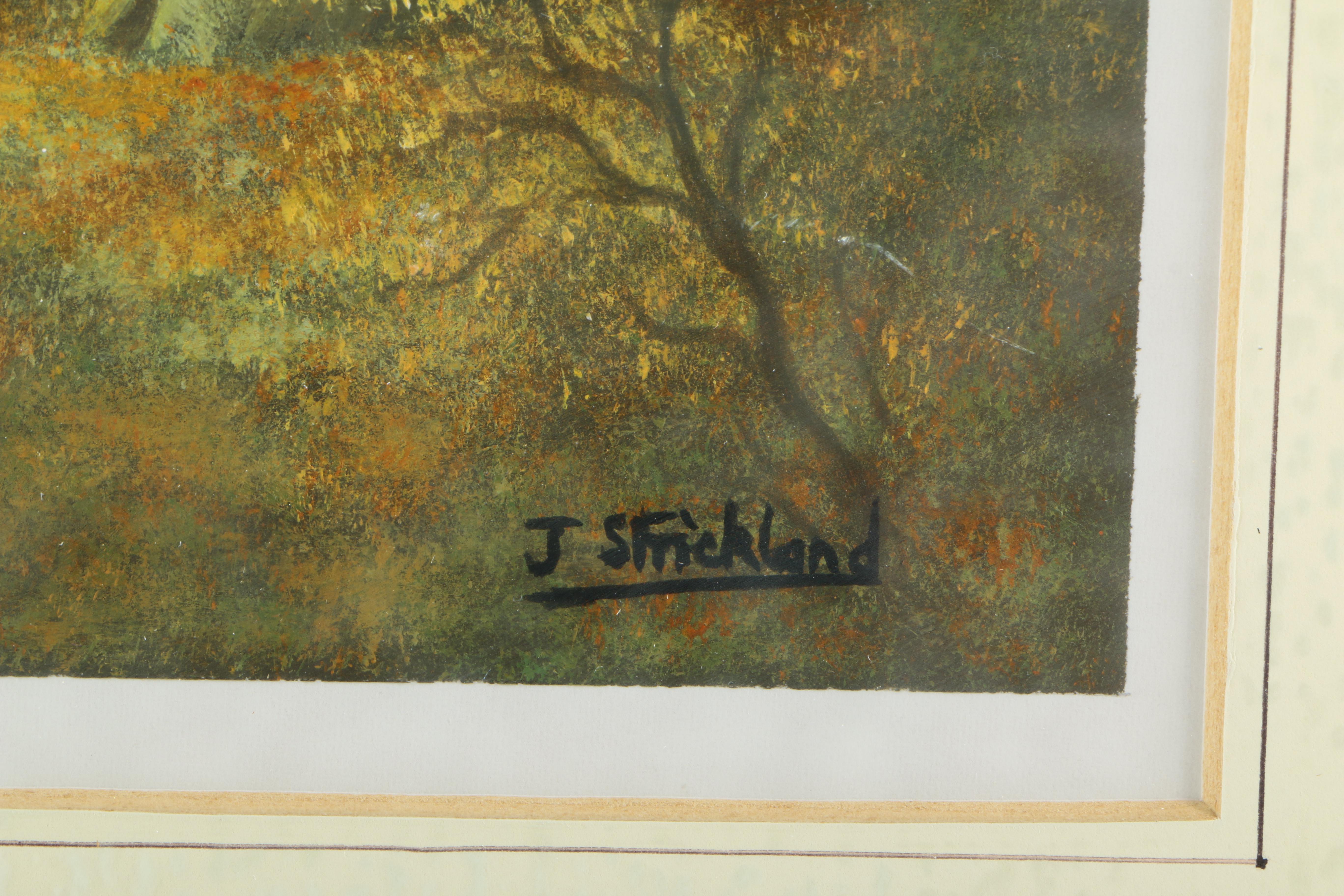J. Strickland Pastel and Oil Painting on Paper "Grovely Woods"