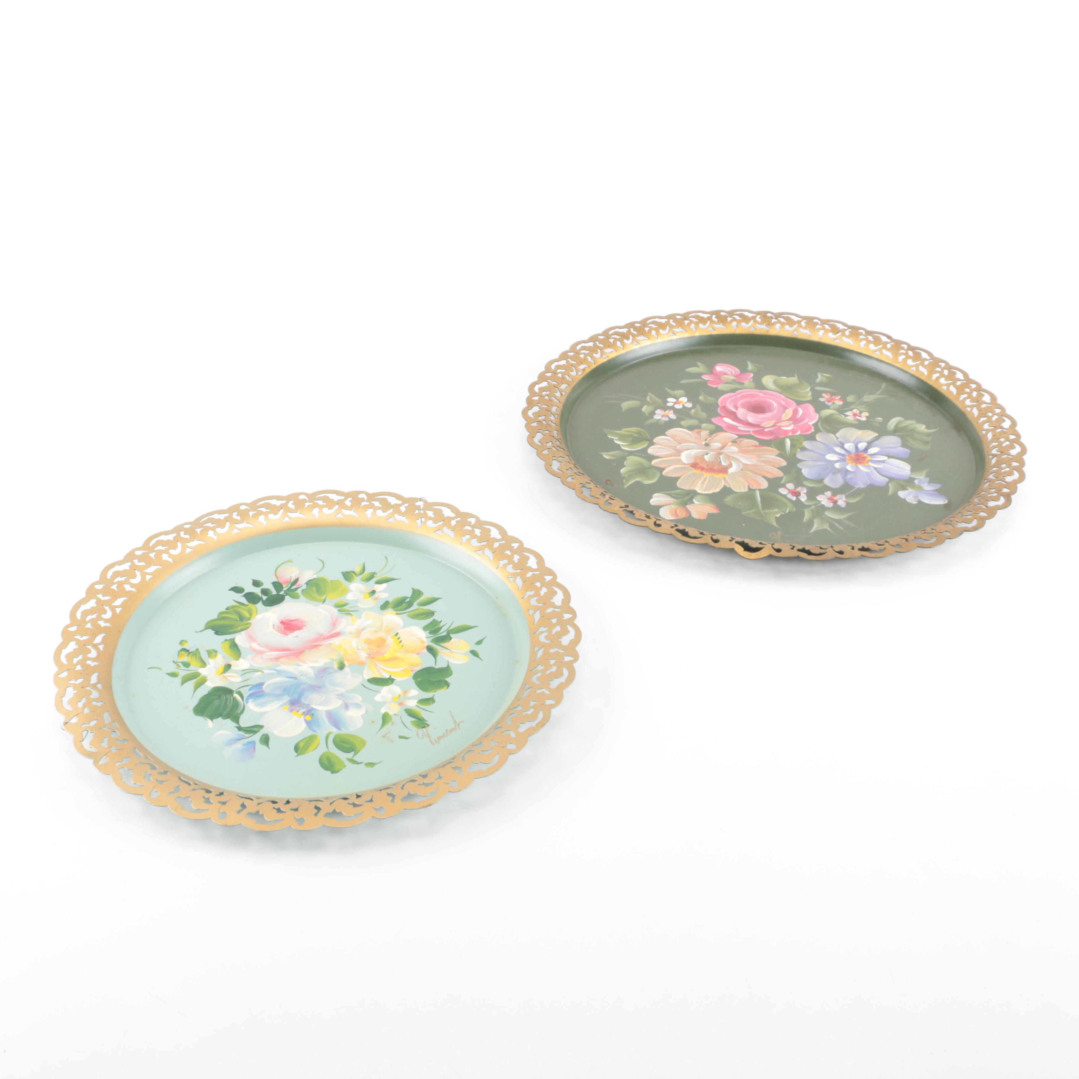 Mid Century Handpainted Nashco Tole Trays