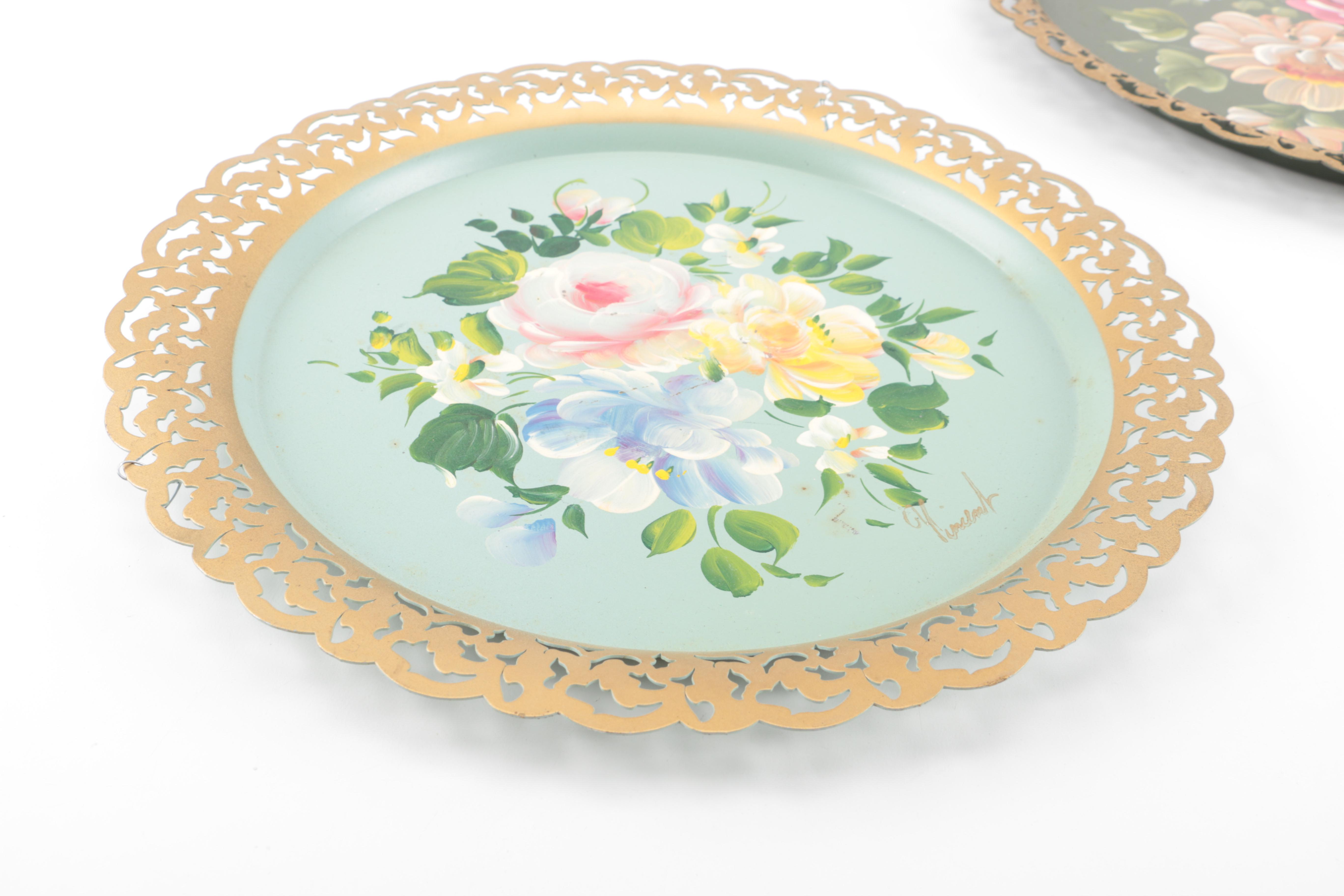 Mid Century Handpainted Nashco Tole Trays