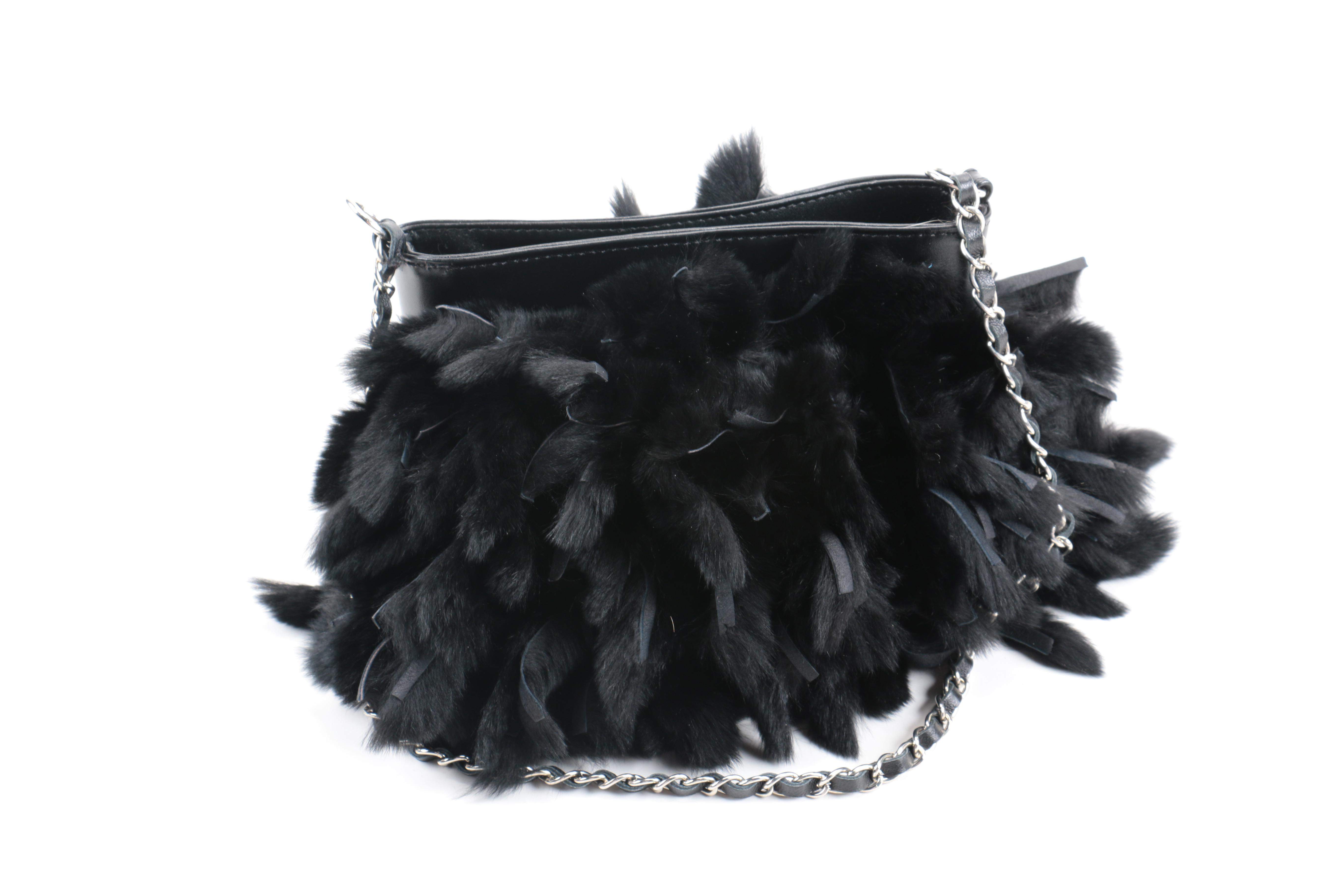 Vintage Morris Moskowitz Leather Clutch and Rex Fur Bag