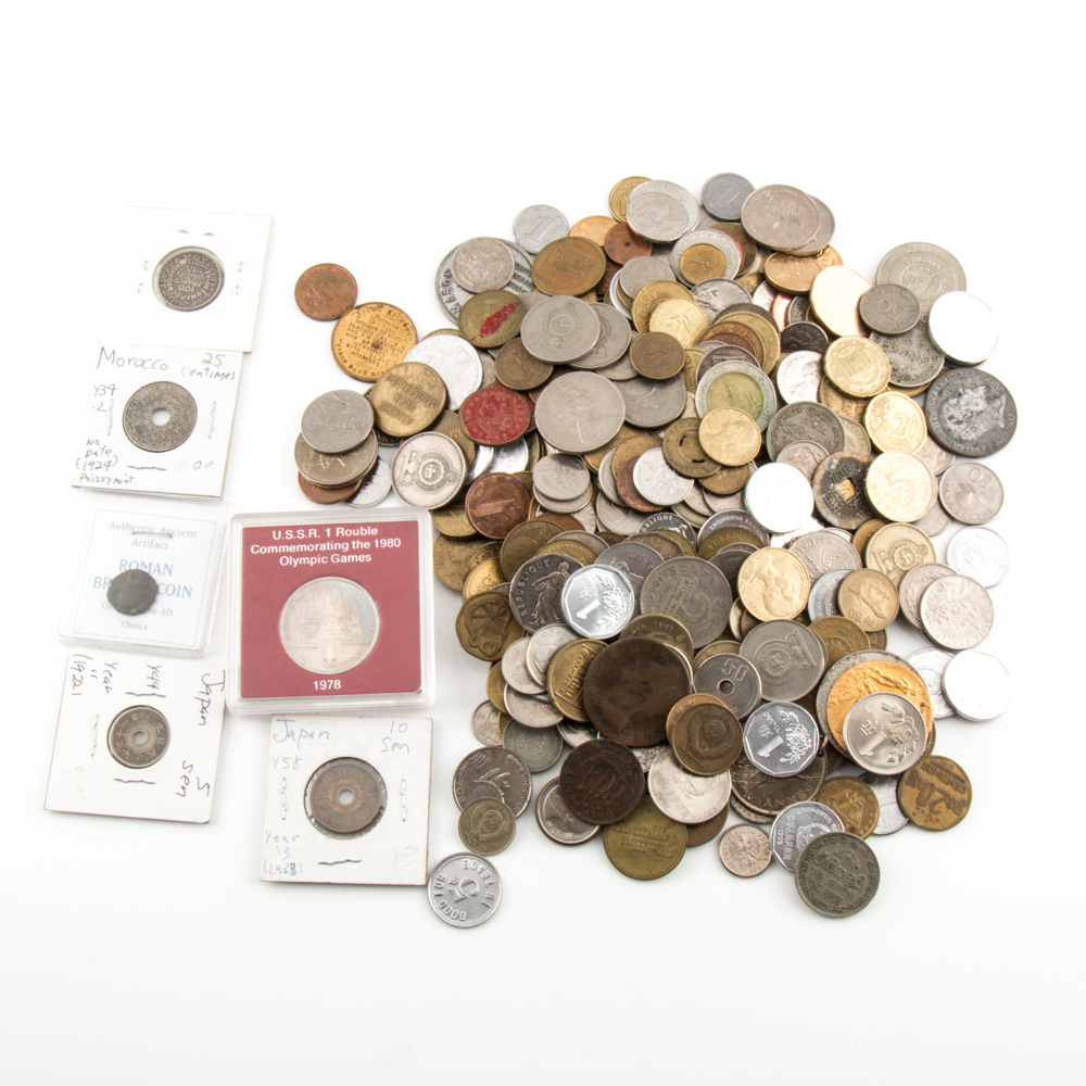Group of 324 Foreign Coins and Tokens