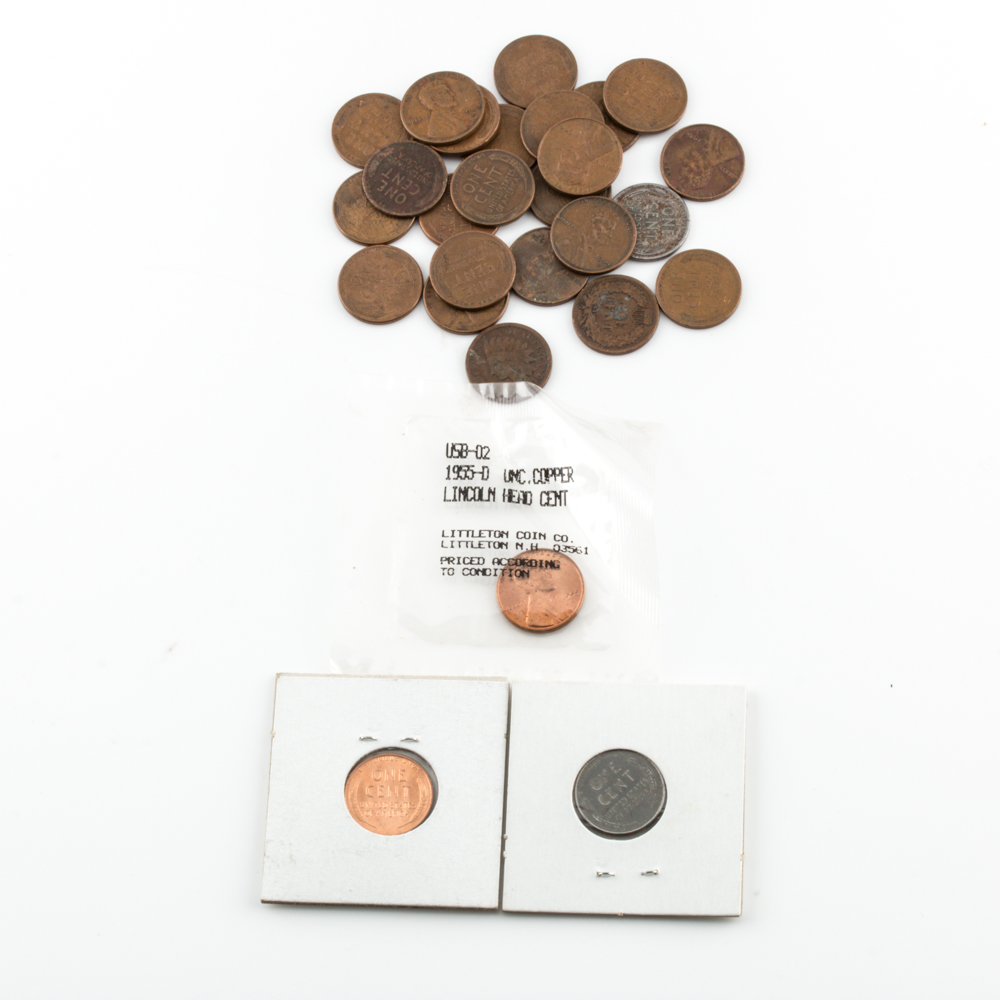 Assortment of Lincoln Wheat Cents and Indian Head Cents