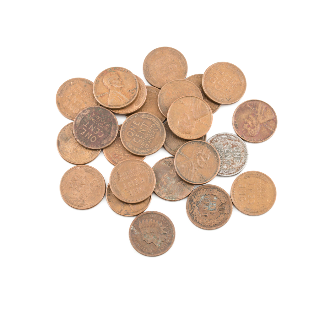 Assortment of Lincoln Wheat Cents and Indian Head Cents