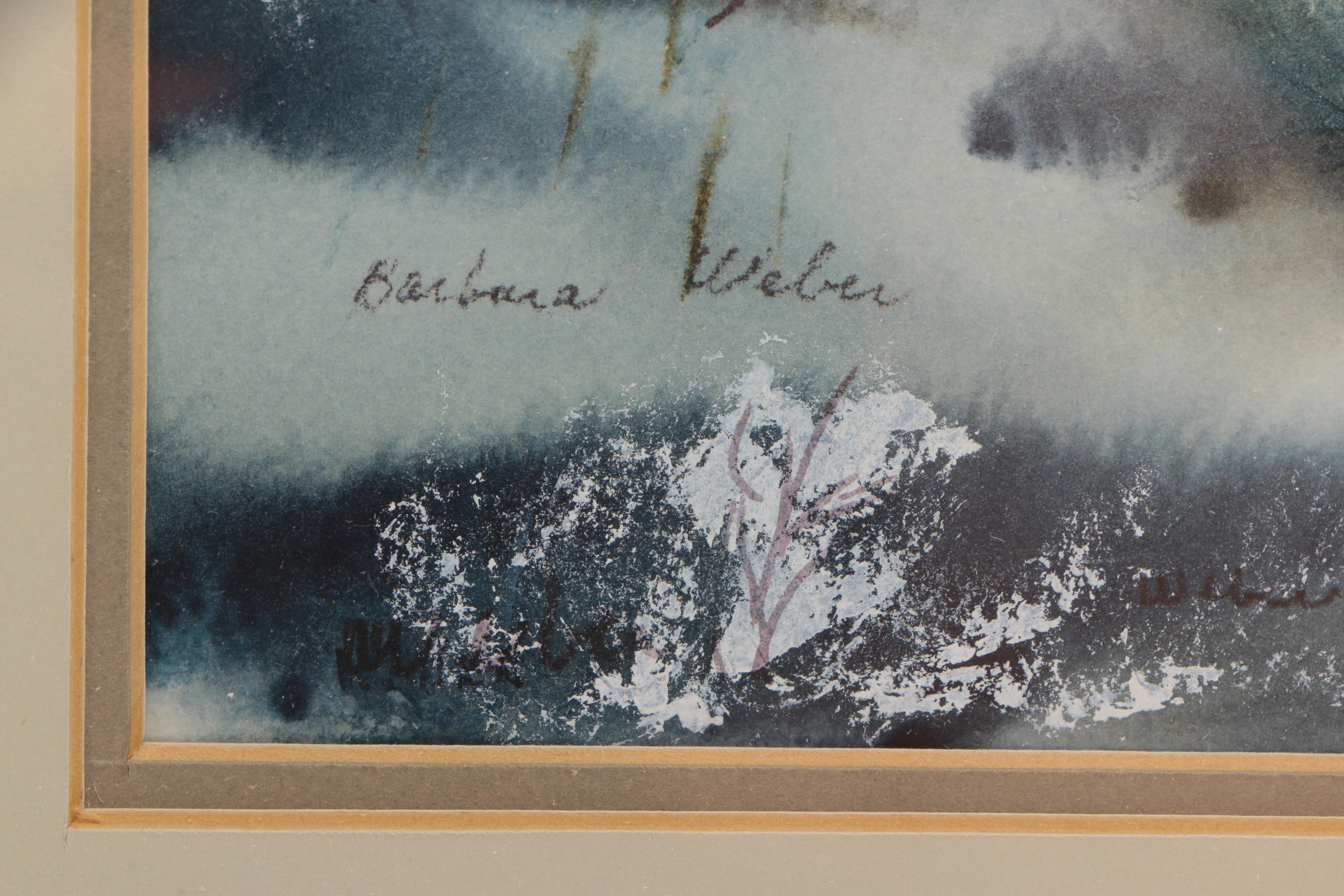 Barbara Weber Watercolor on Paper of a Winter Landscape