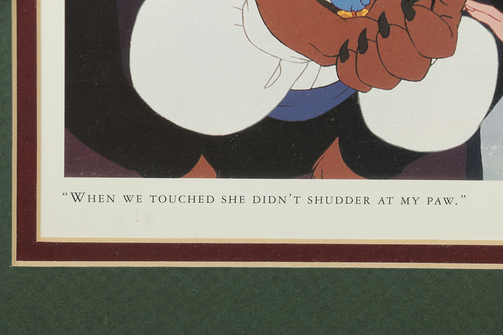 Disney Offset Lithograph on Paper "When We Touched She Didn't Shudder at my Paw"