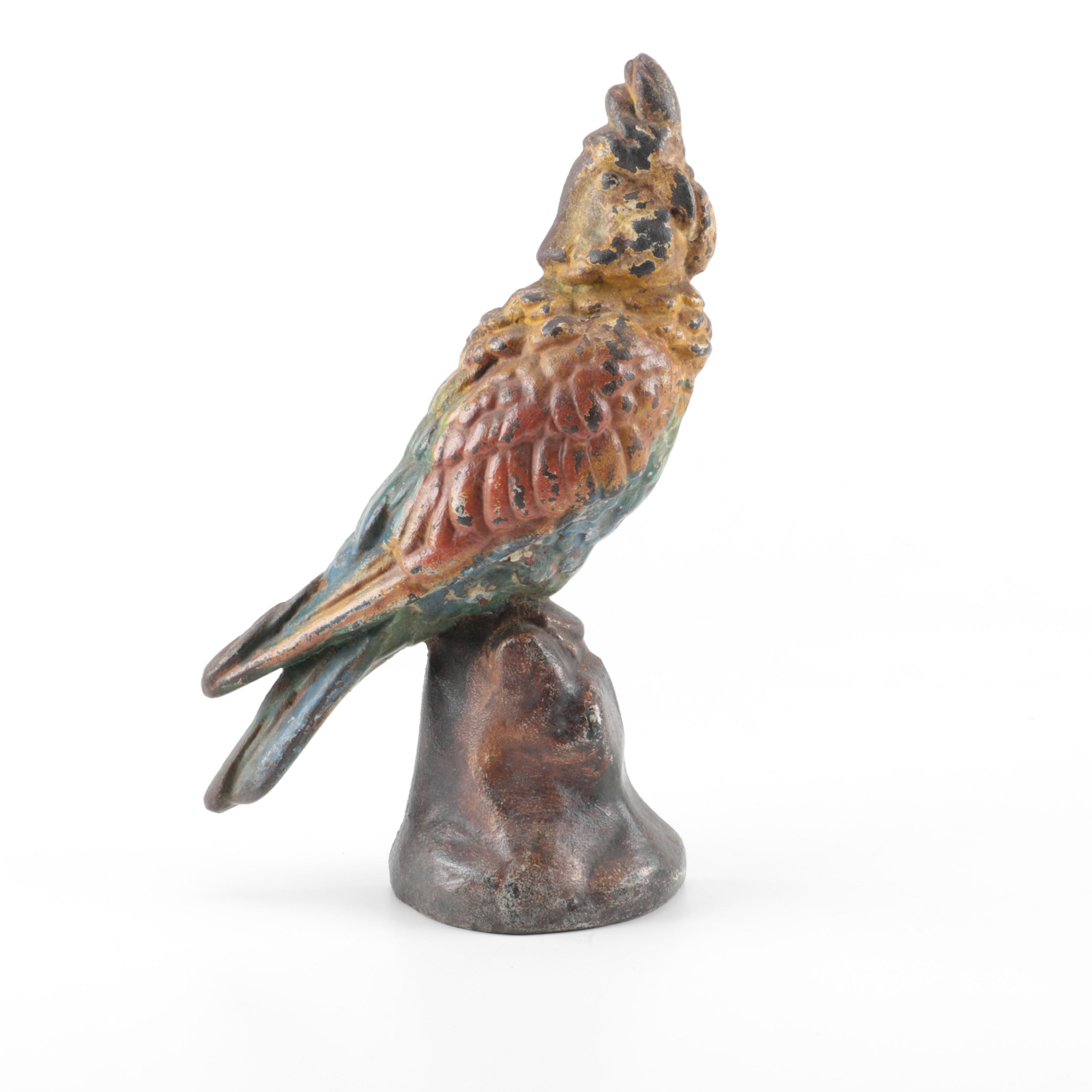 Vintage Cast Iron Parrot Doorstop