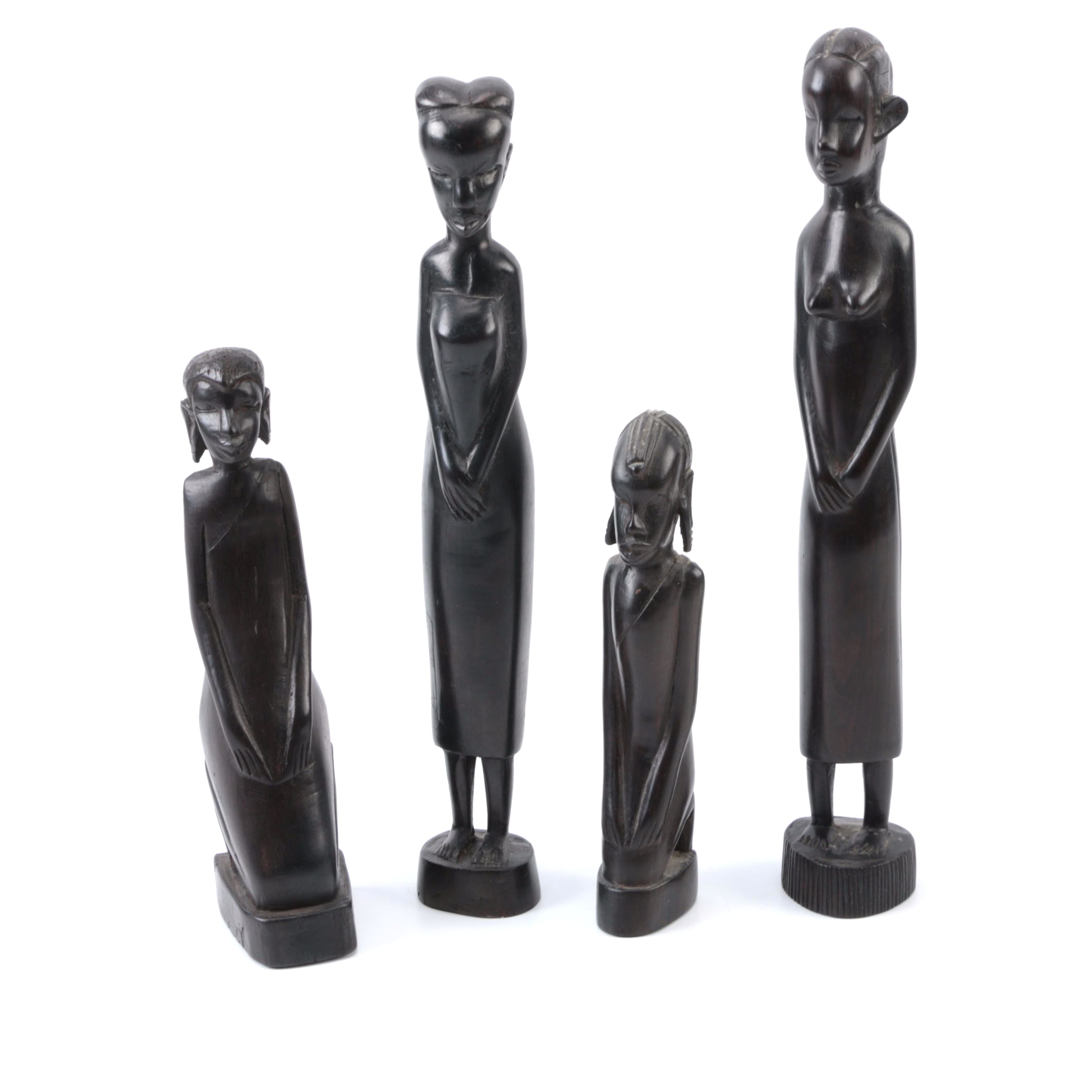 East African Carved Ebonized Wood Figures