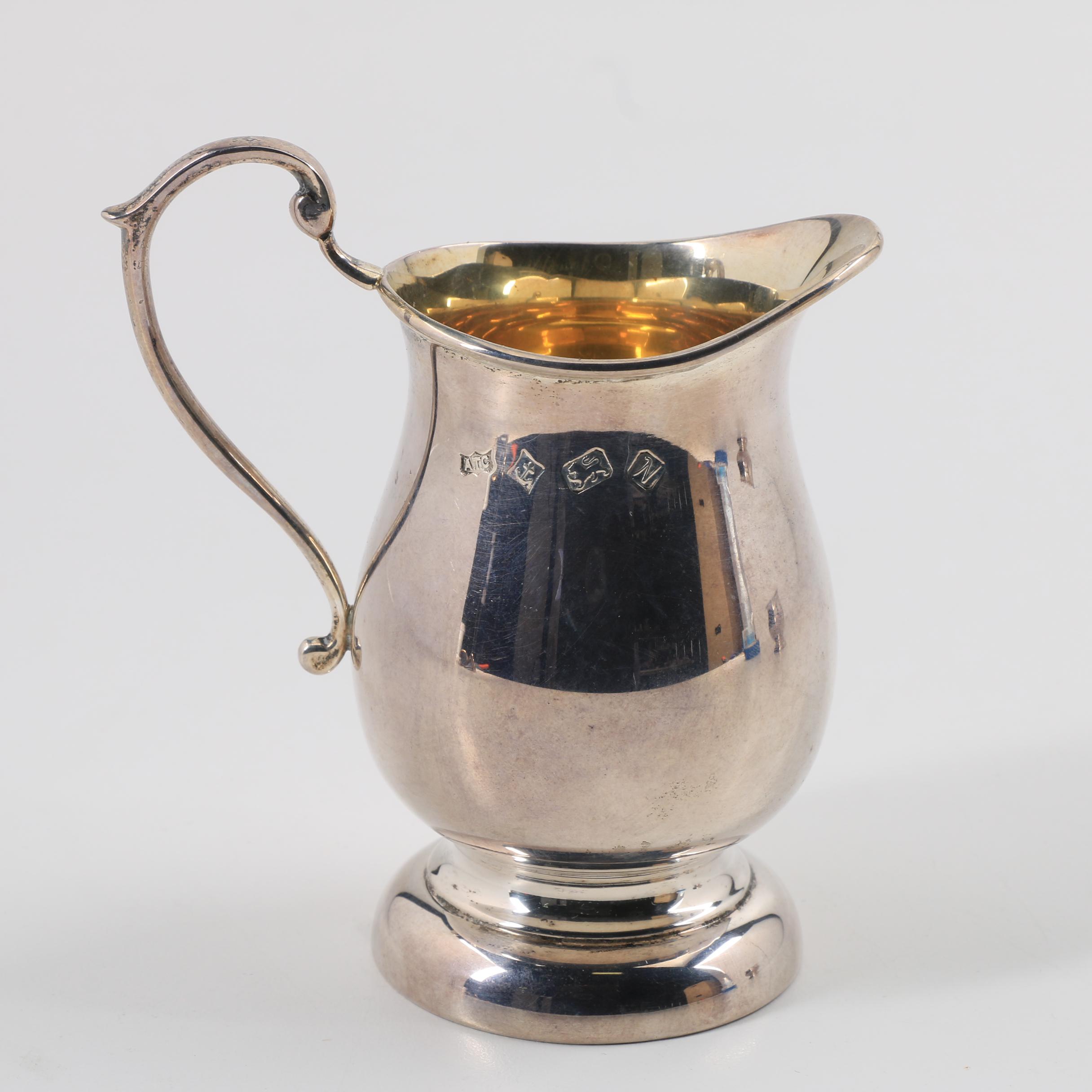 20th Century A T Cannon Ltd Sterling Silver Creamer and Sugar
