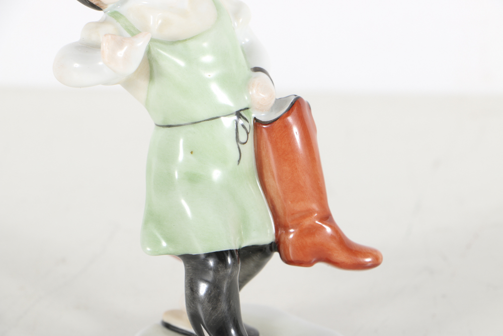Herend Porcelain Figurine Of A Boy With Boots