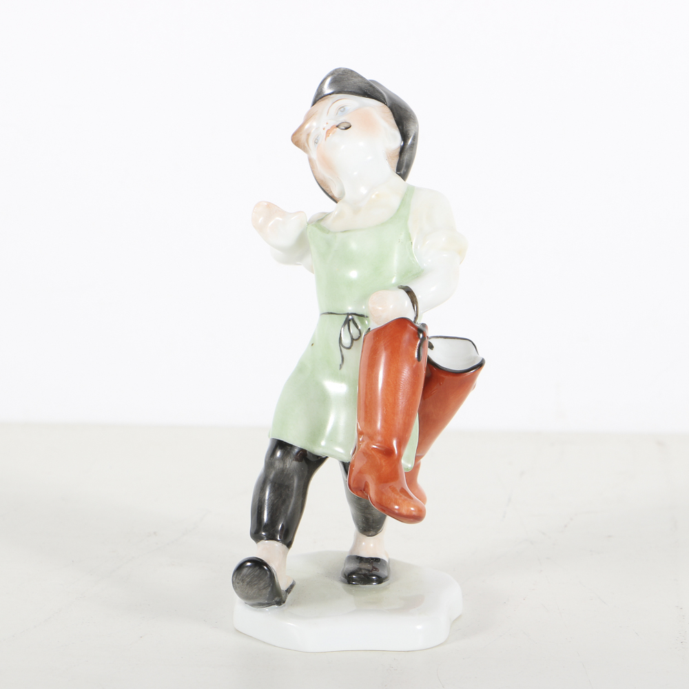 Herend Porcelain Figurine Of A Boy With Boots