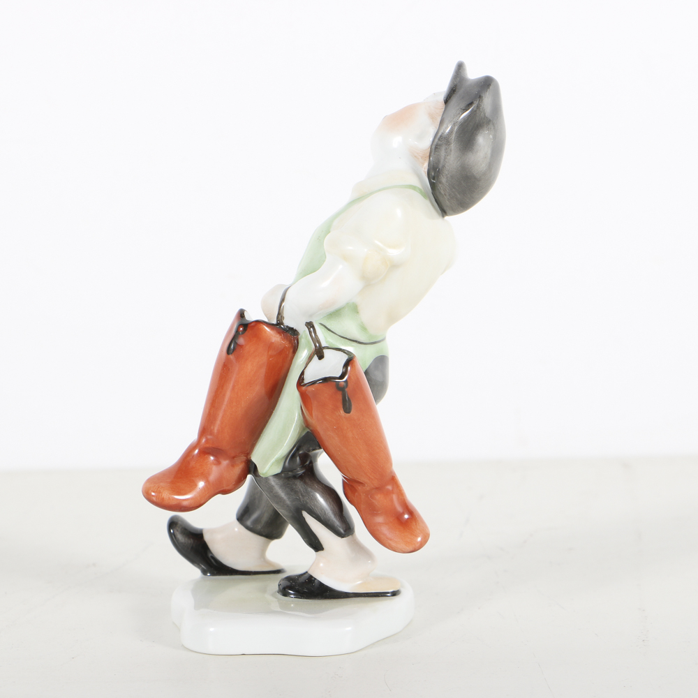 Herend Porcelain Figurine Of A Boy With Boots