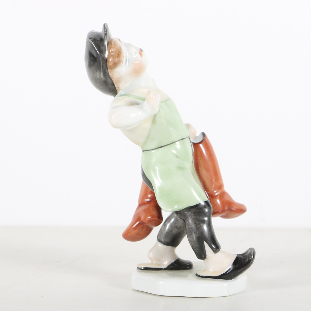 Herend Porcelain Figurine Of A Boy With Boots