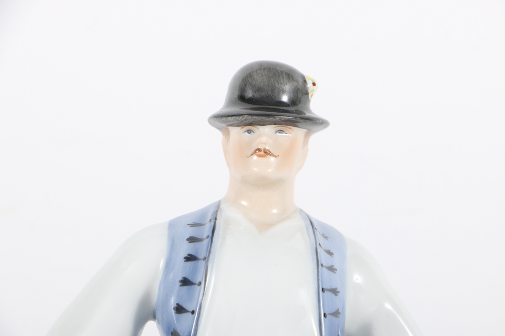 Herend Porcelain Figurine Of A Man With Hat