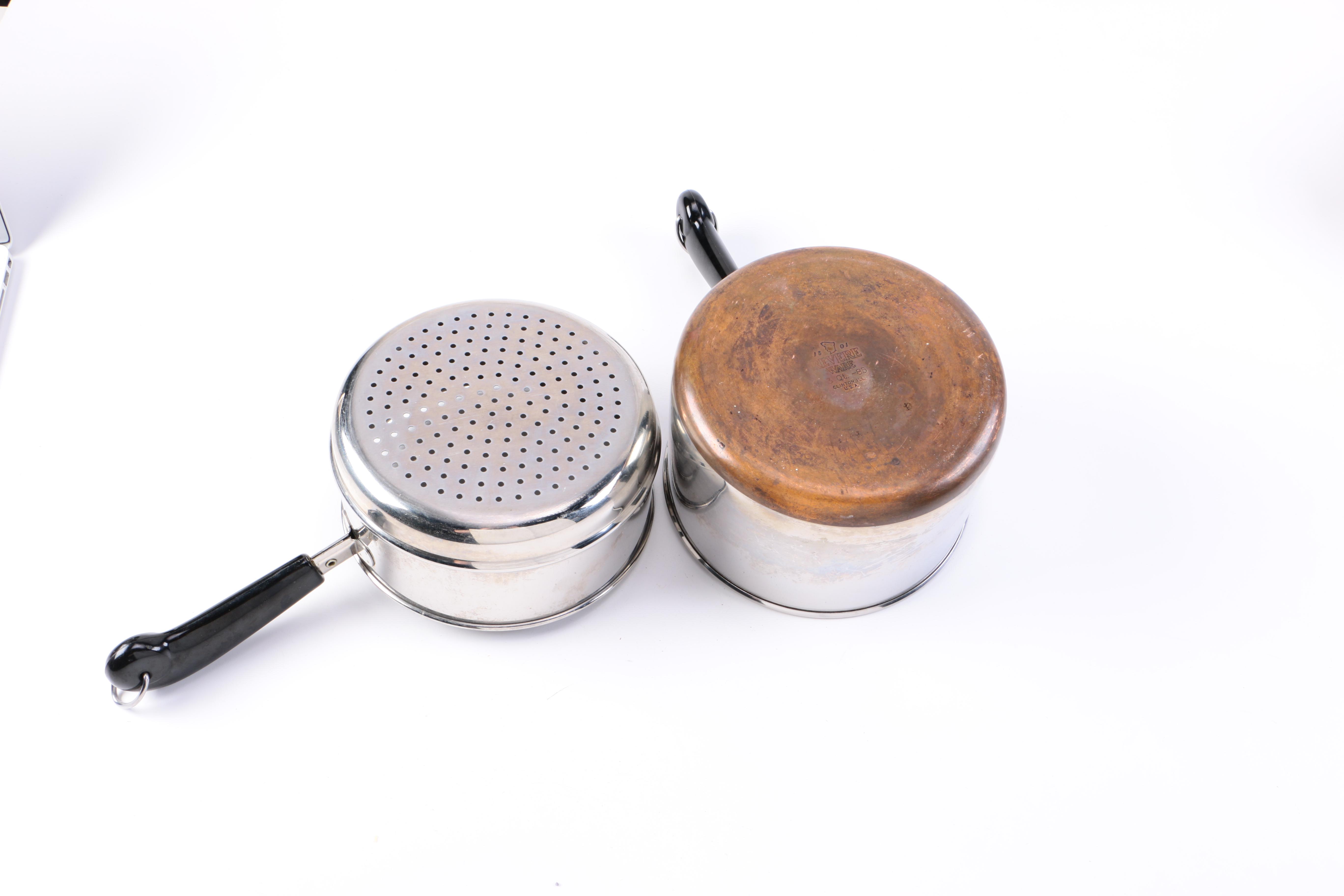 Vintage Copper-Bottomed Revere Ware Cookware Set