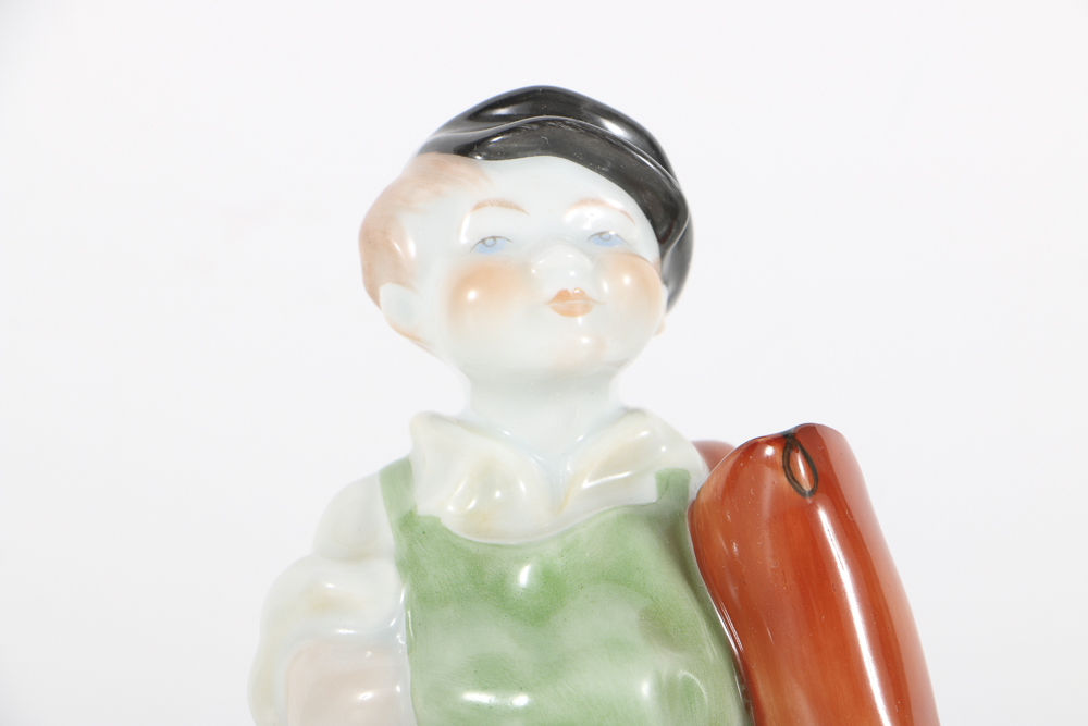 Herend Porcelain Boy With Boots Figurine