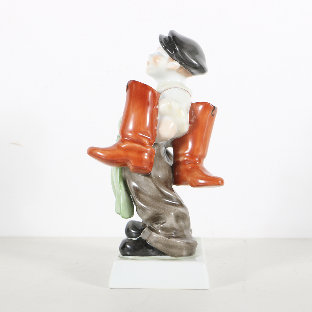 Herend Porcelain Boy With Boots Figurine