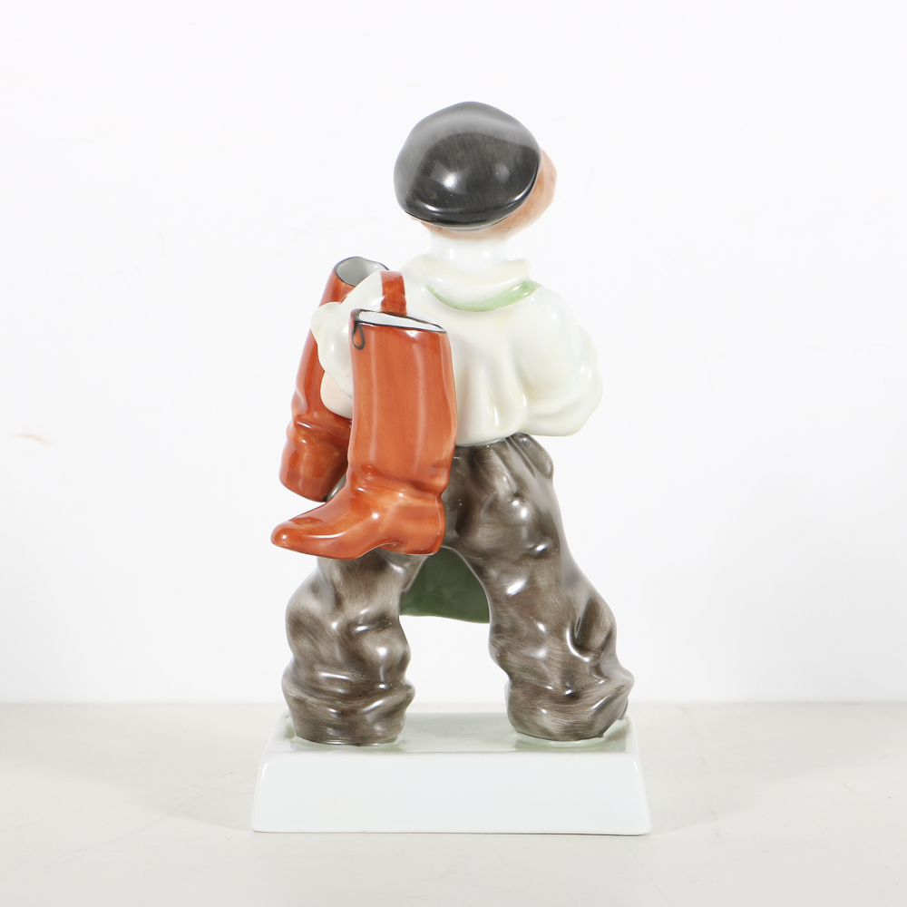 Herend Porcelain Boy With Boots Figurine