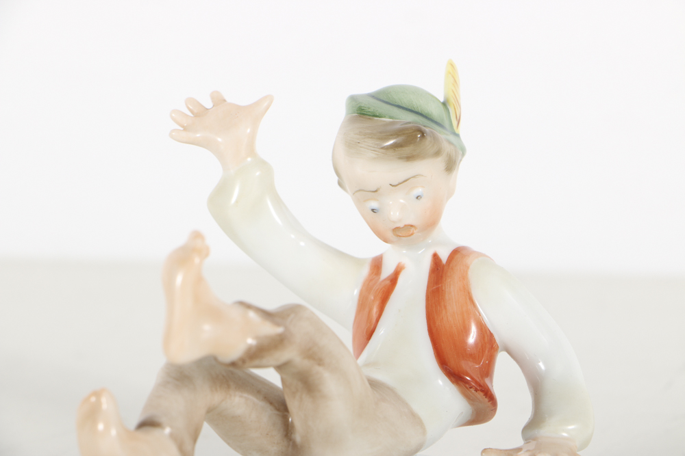 Herend Porcelain Figurine Of A Boy and Frog