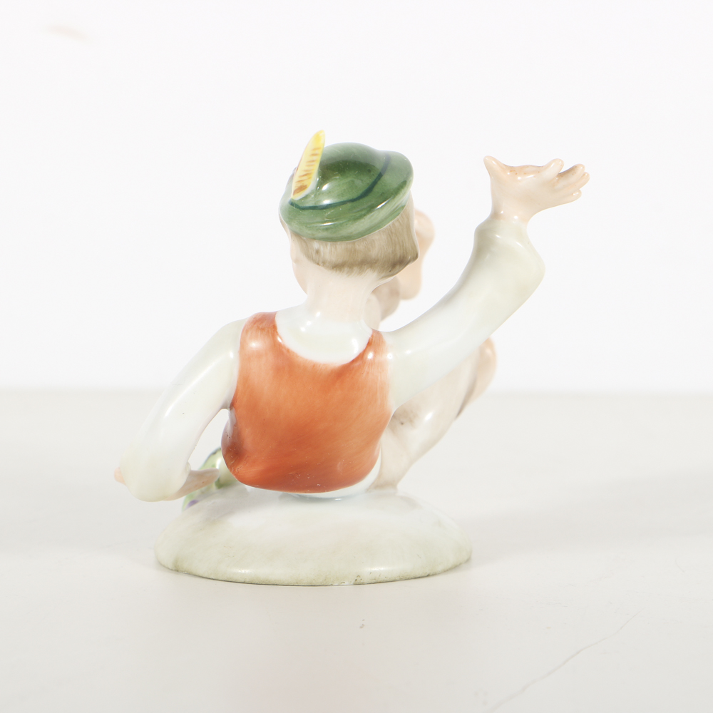 Herend Porcelain Figurine Of A Boy and Frog