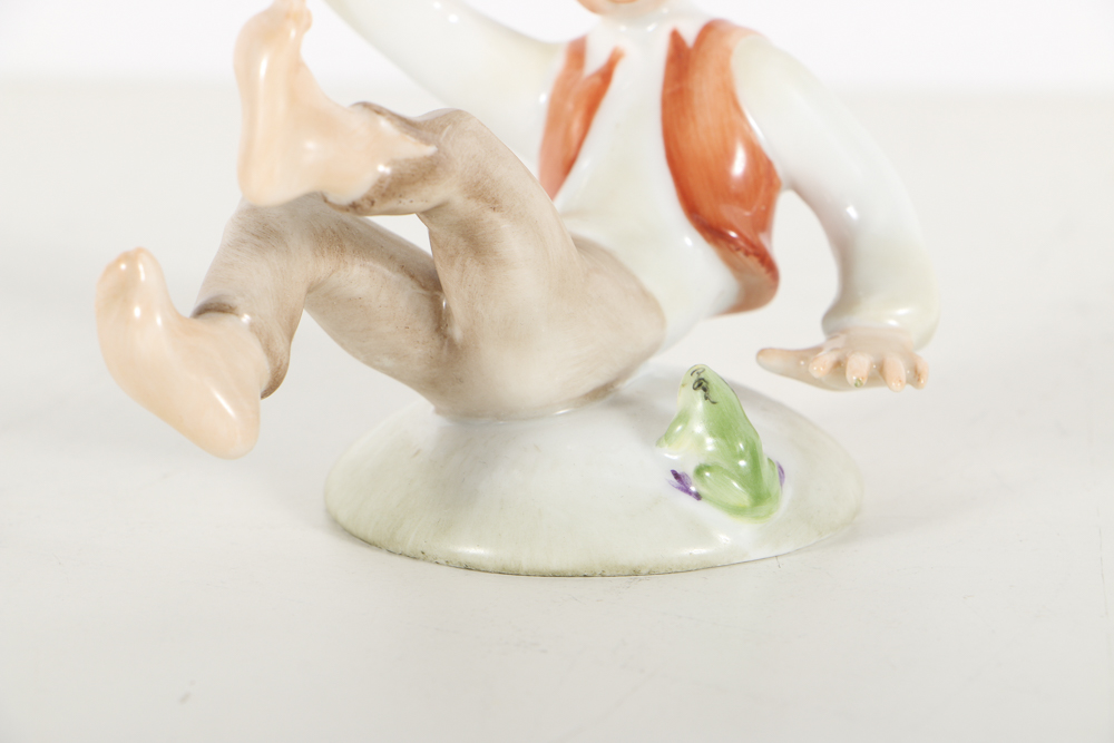 Herend Porcelain Figurine Of A Boy and Frog