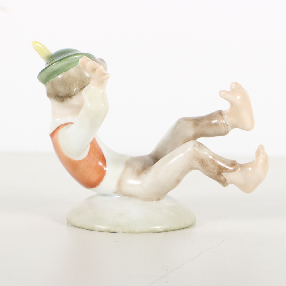 Herend Porcelain Figurine Of A Boy and Frog