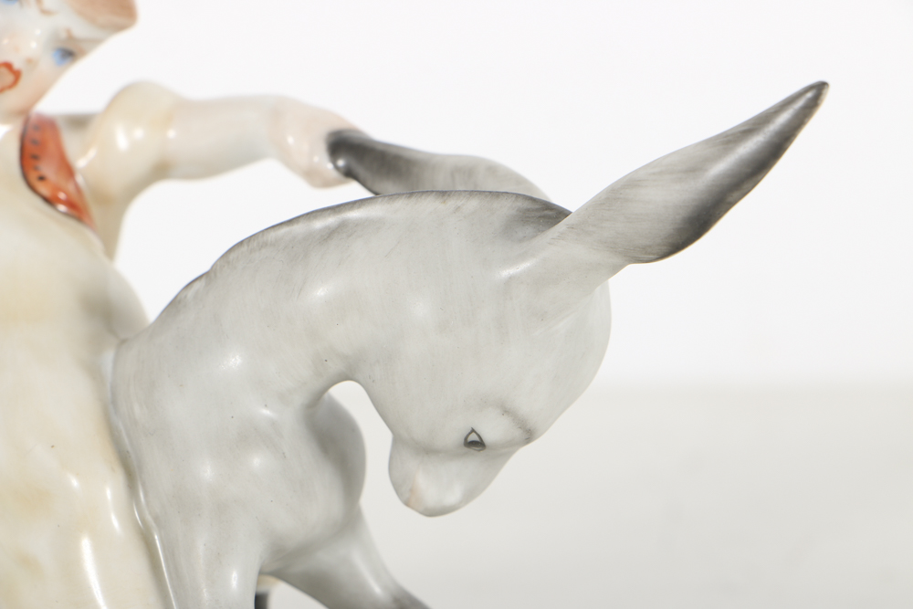 Herend Porcelain Figurine Of Boy On A Donkey