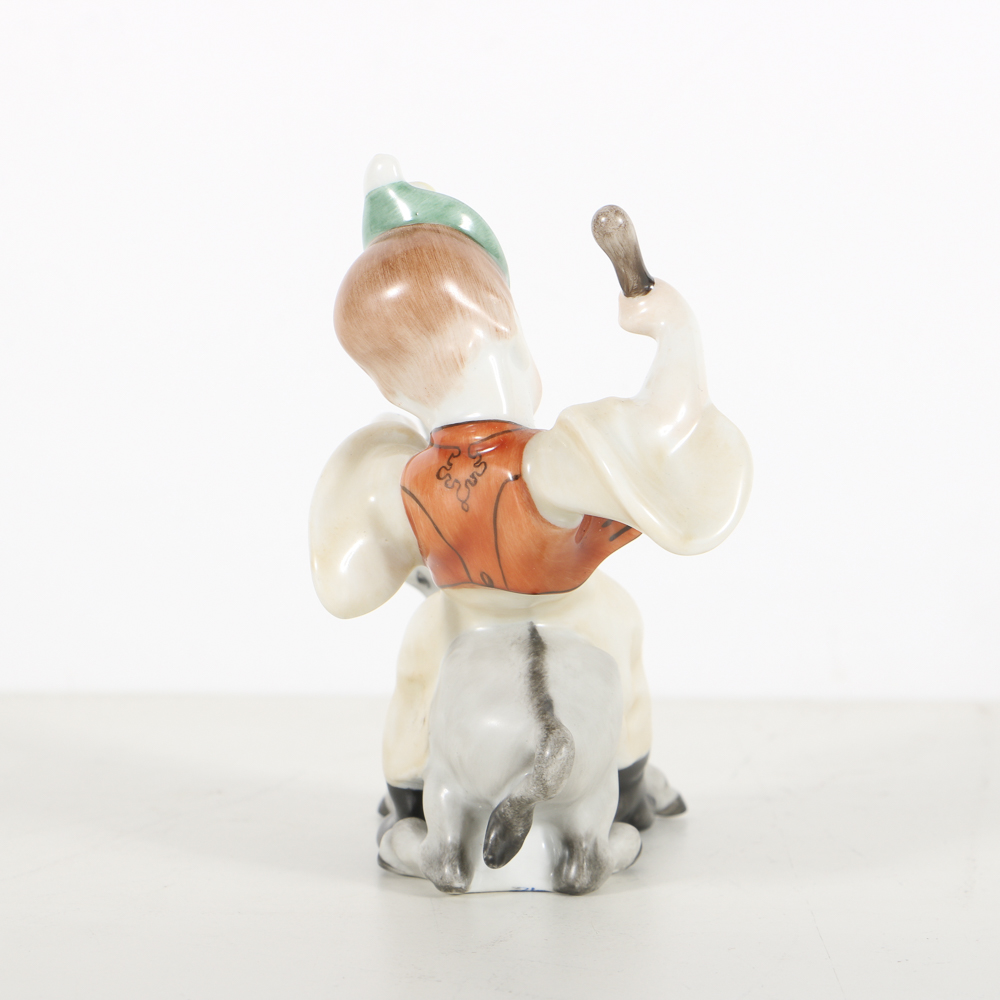 Herend Porcelain Figurine Of Boy On A Donkey