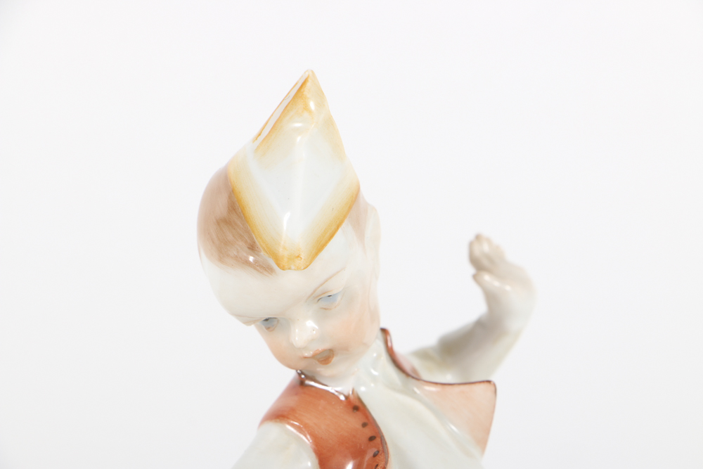 Herend Porcelain Figurine Of Boy With Rooster