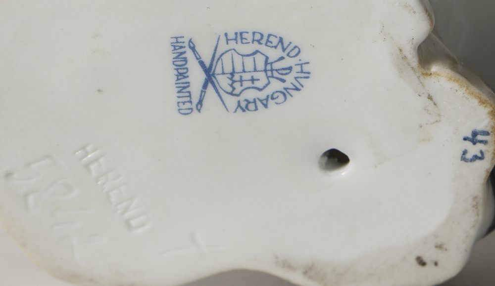 Herend Porcelain Figurine Of Boy With Rooster