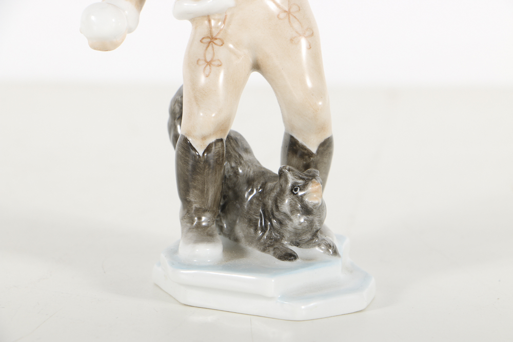 Herend Porcelain Boy With Snowball Figurine